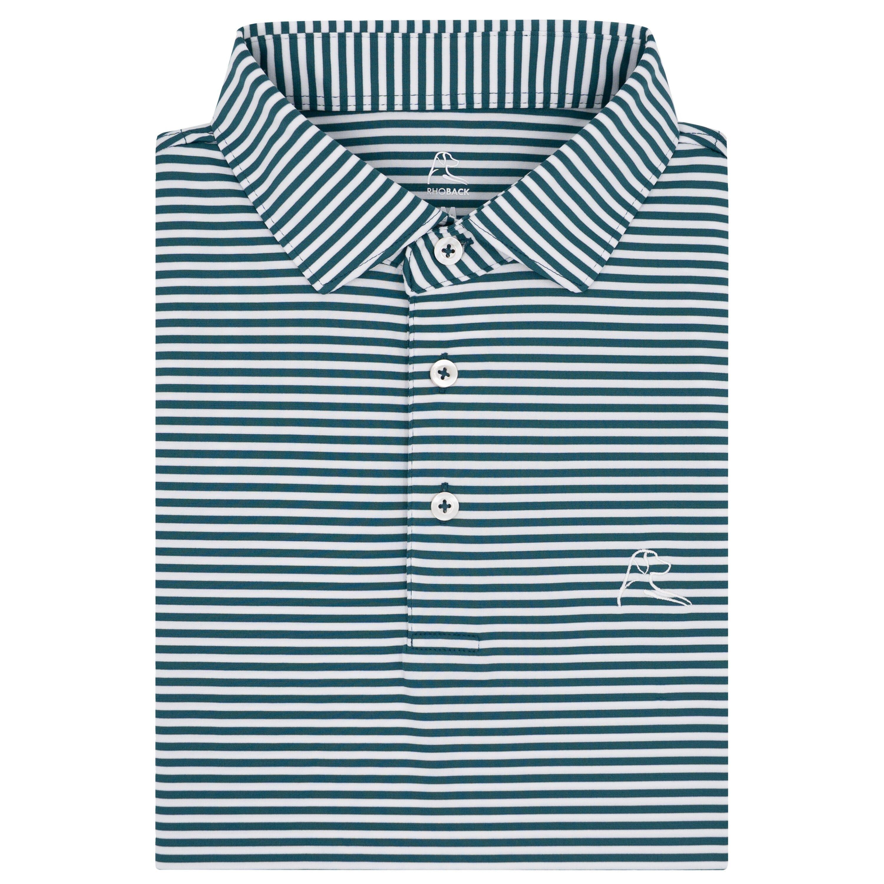 The Birdie Stripe | Performance Polo | The Birdie Stripe - Midnight Green/White