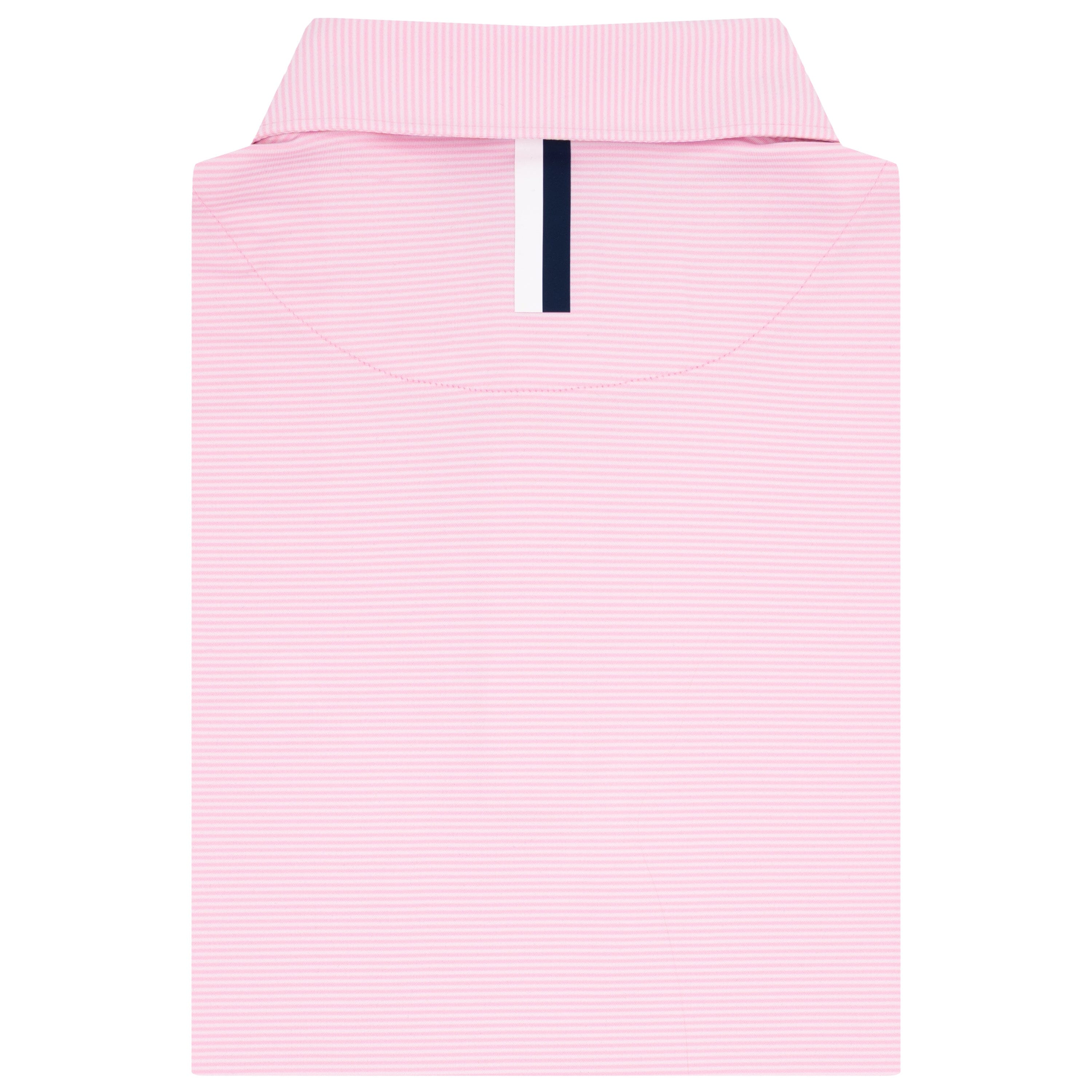 Alternative view of The Crispy Stripe | Performance Polo | The Crispy Stripe - Lotus Pink/White