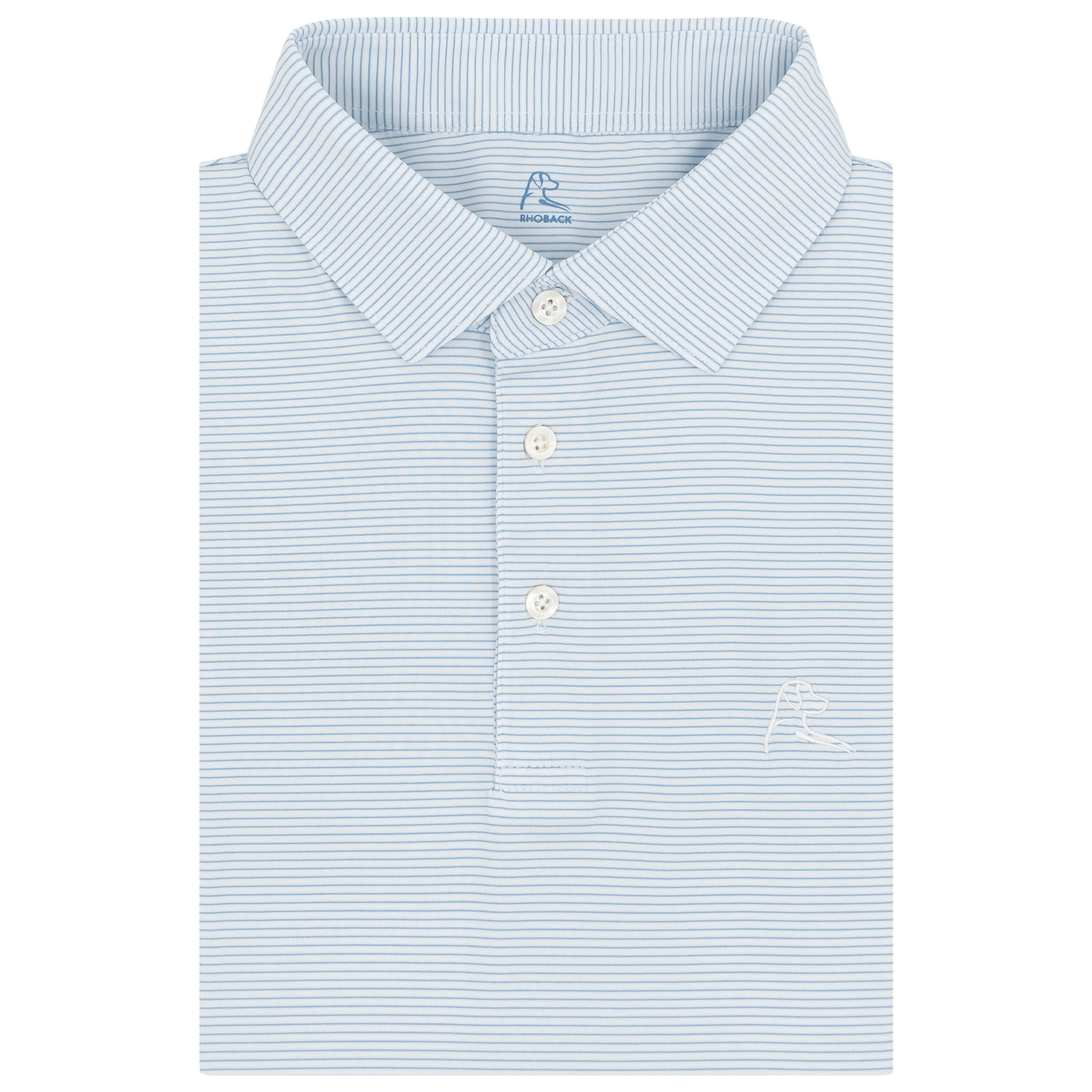 The Shell Stripe | Performance Polo | The Shell Stripe - White/Potomac Blue