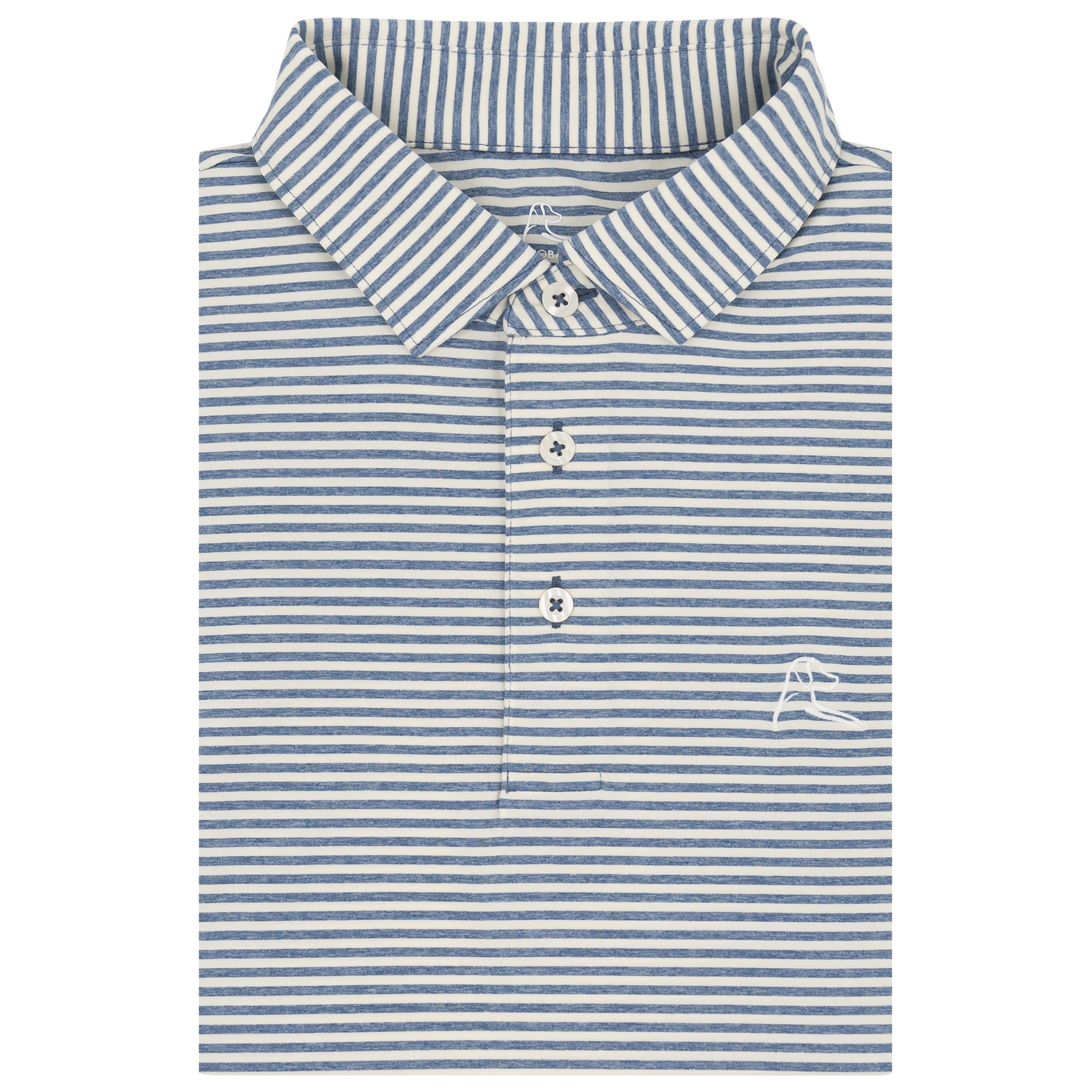 The Barts Heather Stripe | Performance Polo | The Barts Heather Stripe - Coastal Blue/Ivory