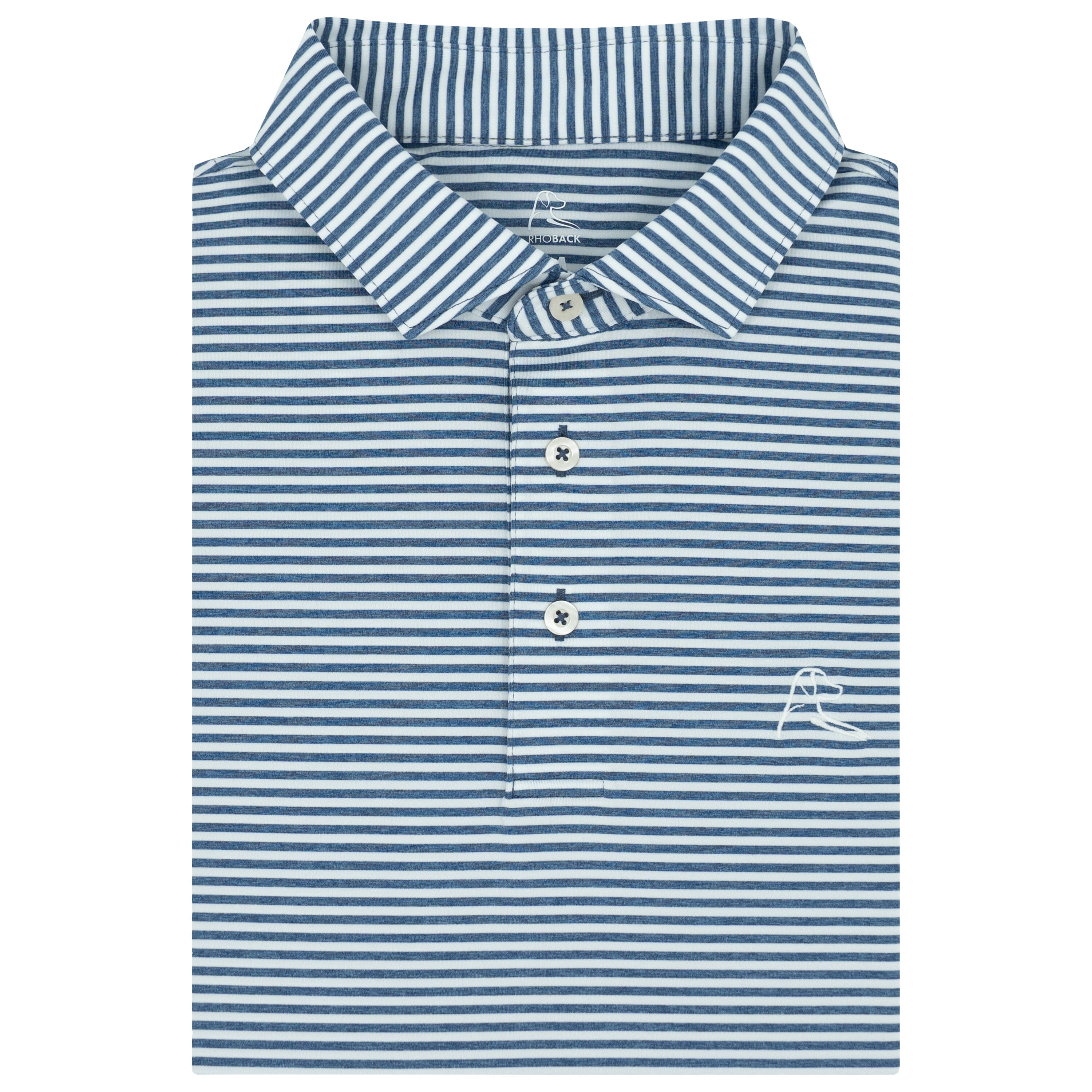 The Barts Heather Stripe | Performance Polo | The Barts Heather Stripe - Coastal Blue/White