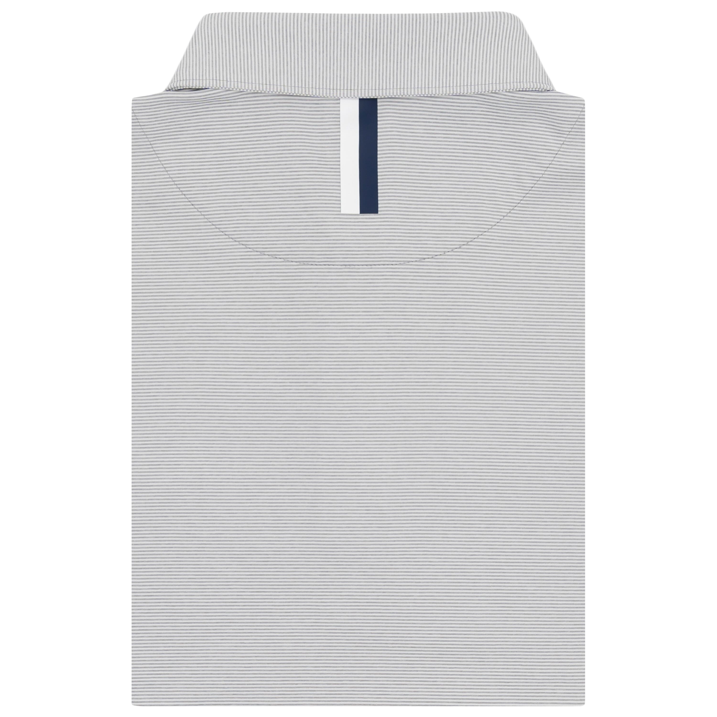 Alternative view of The Whaler Heather Stripe | Performance Polo | The Whaler Heather Stripe - Stainless Steel/White