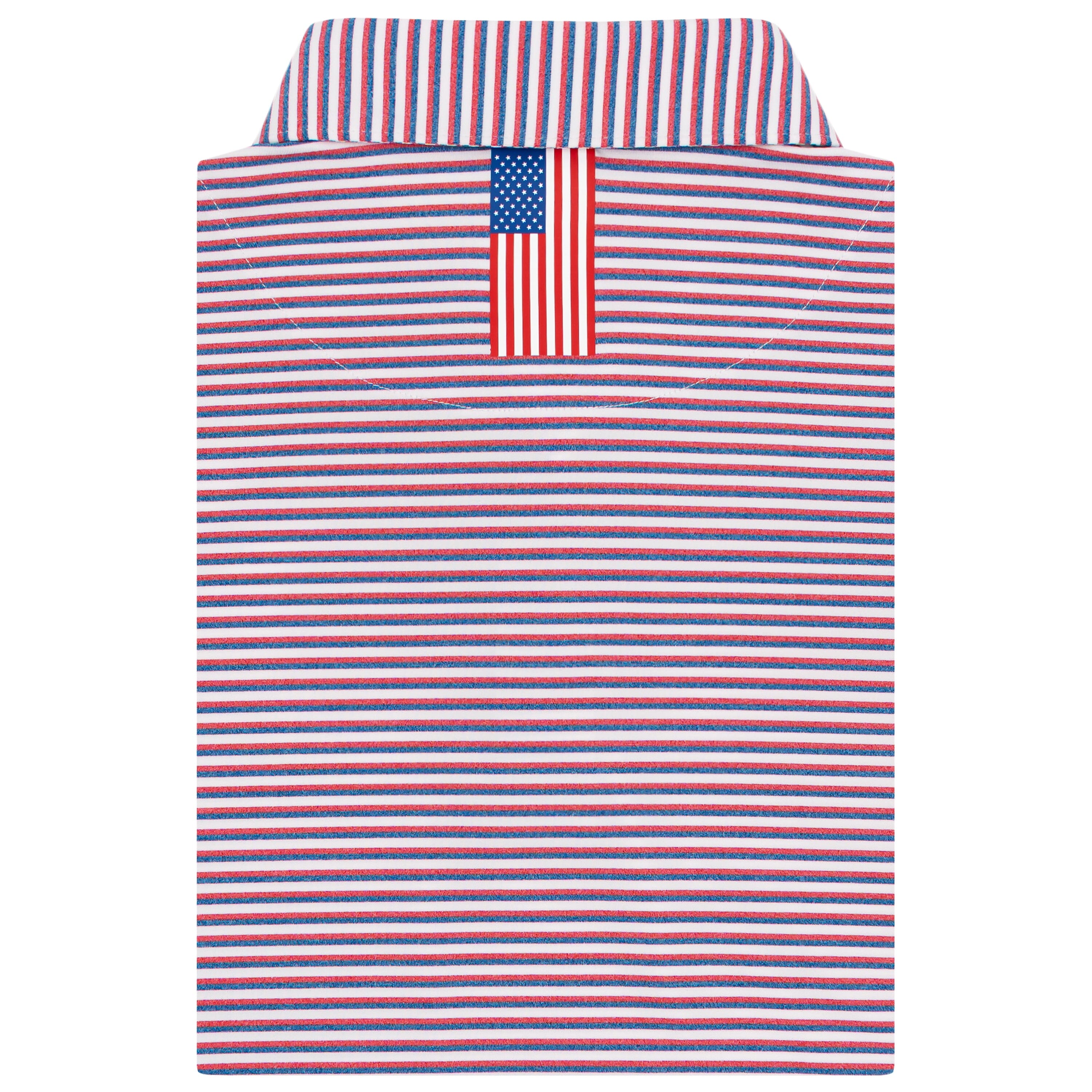 Alternative view of The Spacious Skies Heather Stripe | Performance Polo | The Spacious Skies Heather Stripe - Classic Red/Ocean Blue/White
