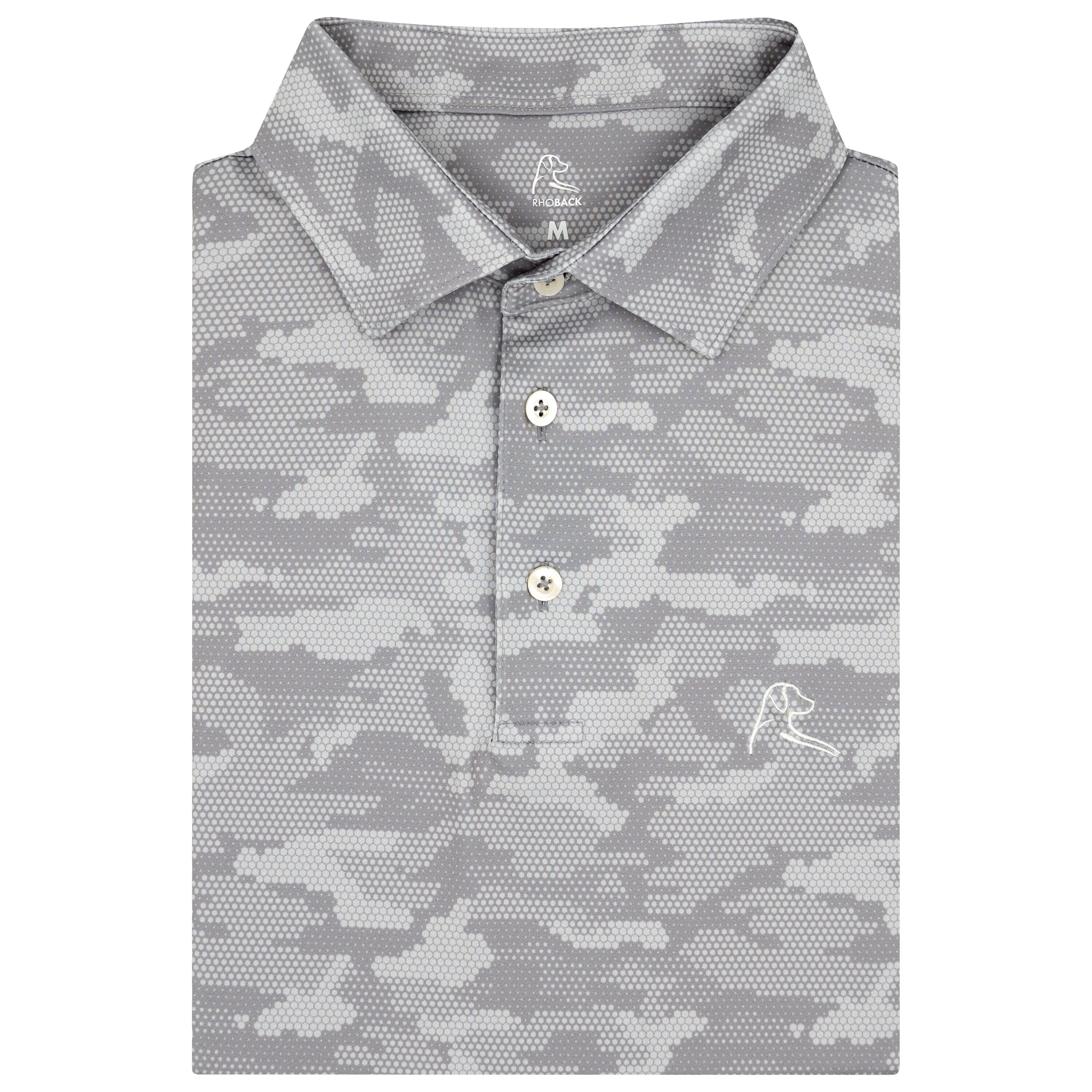 The Hex Camo | Performance Polo | The Hex Camo - Stainless Steel/Stratus Grey