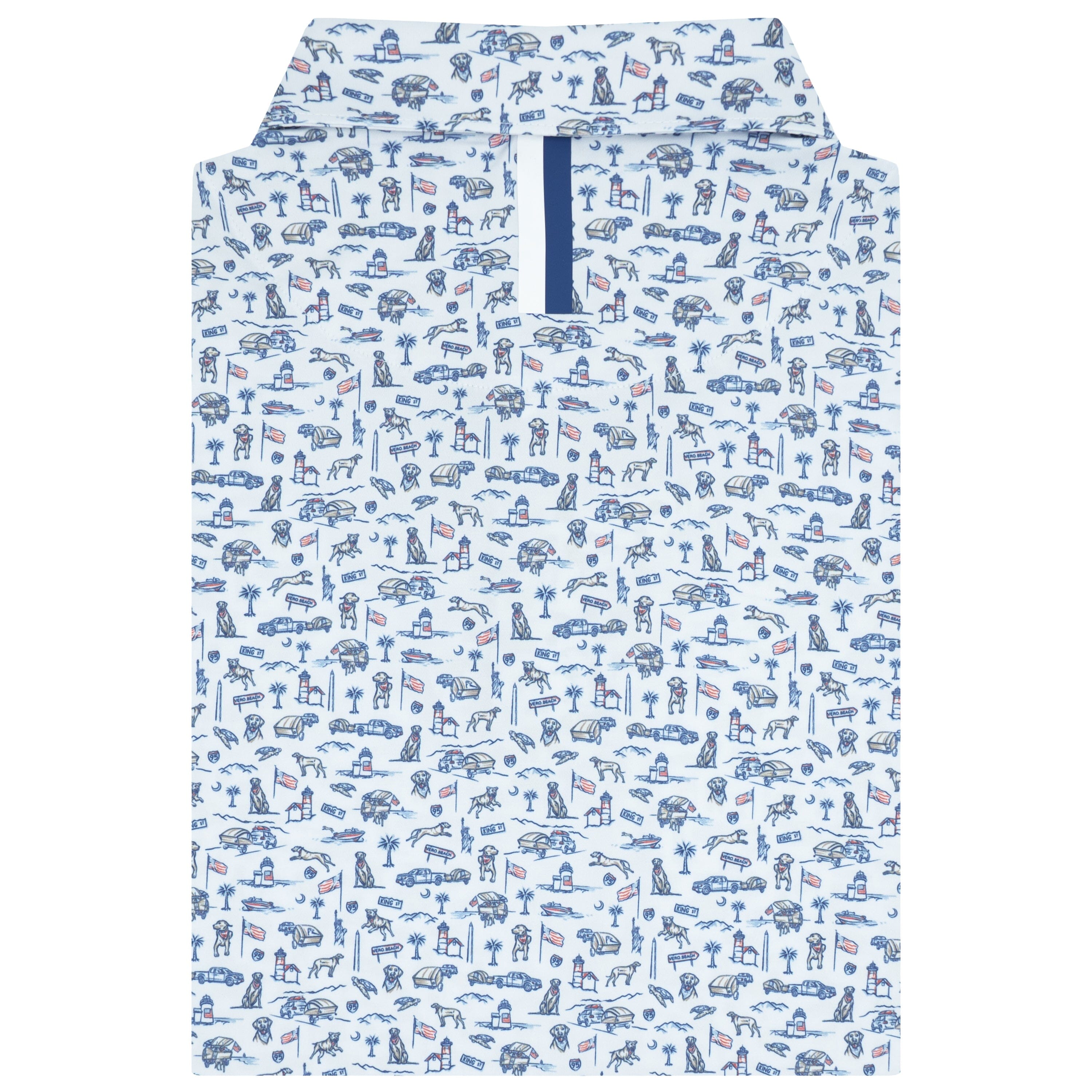 Alternative view of The Rhoadie | Performance Polo | The Rhoadie - White/Short Stop Blue