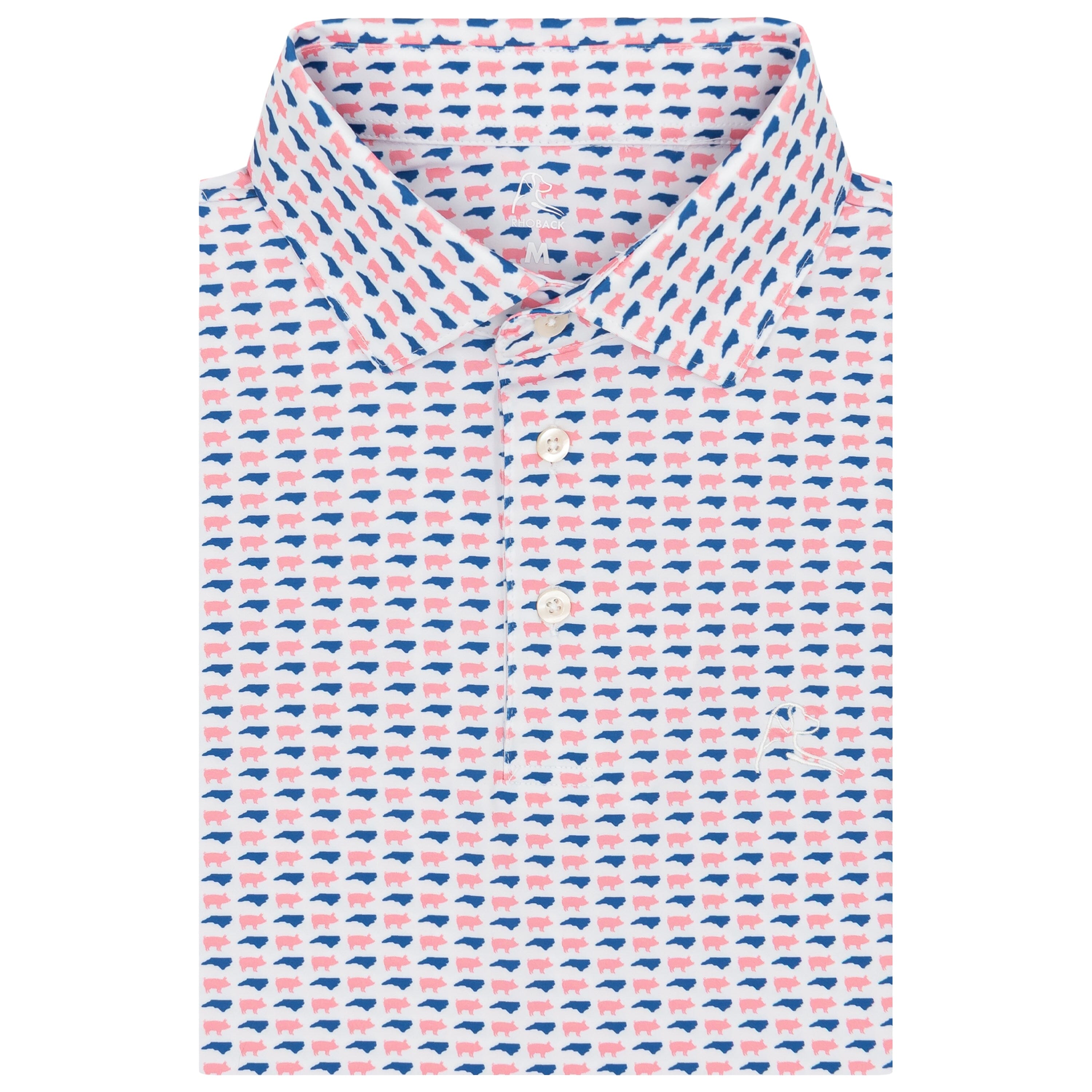 The North Carolina BBQ | Performance Polo | The North Carolina BBQ - White/Dogwood Pink - NC