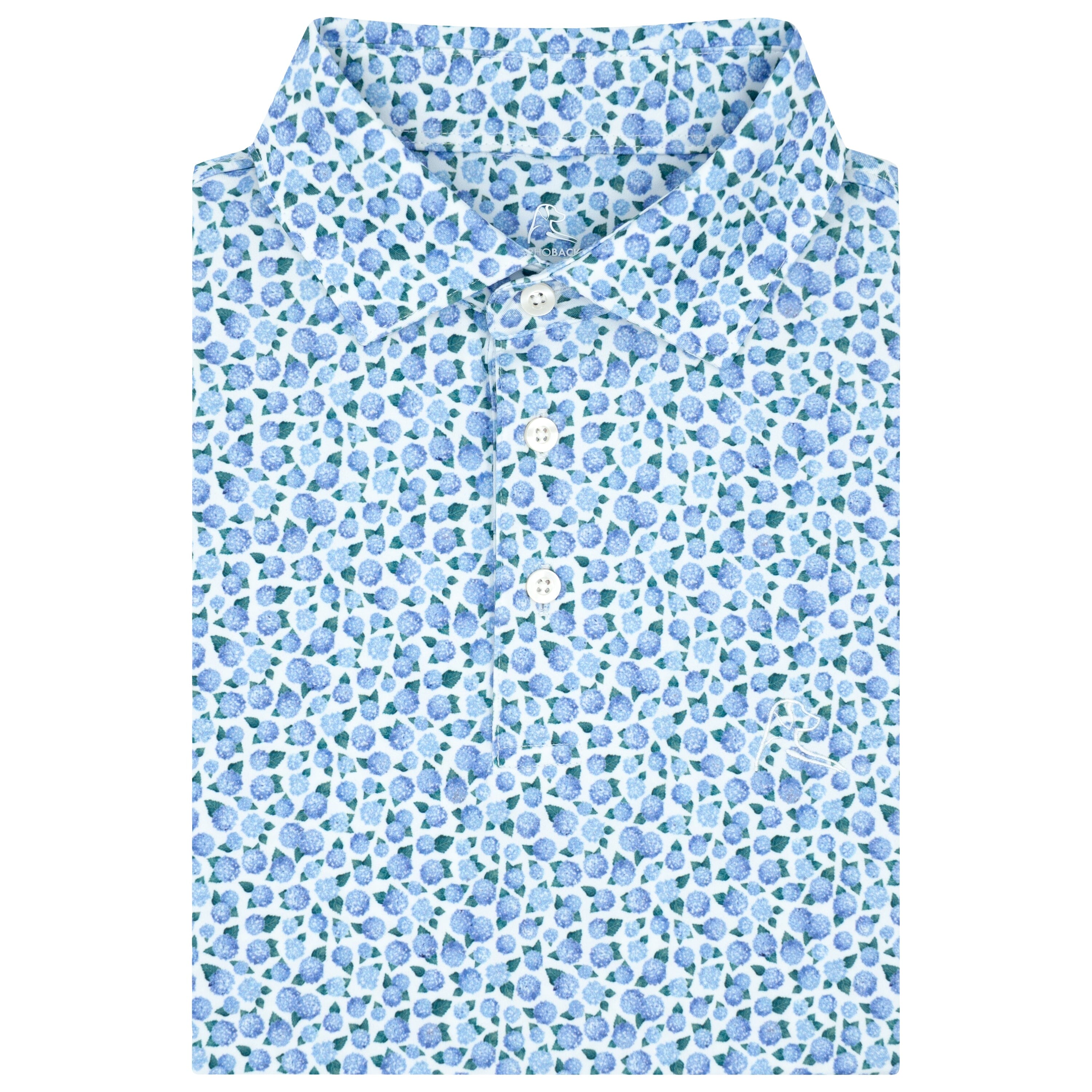 The Hydrangea Garden | Performance Polo | The Hydrangea Garden - White/Bunker Blue