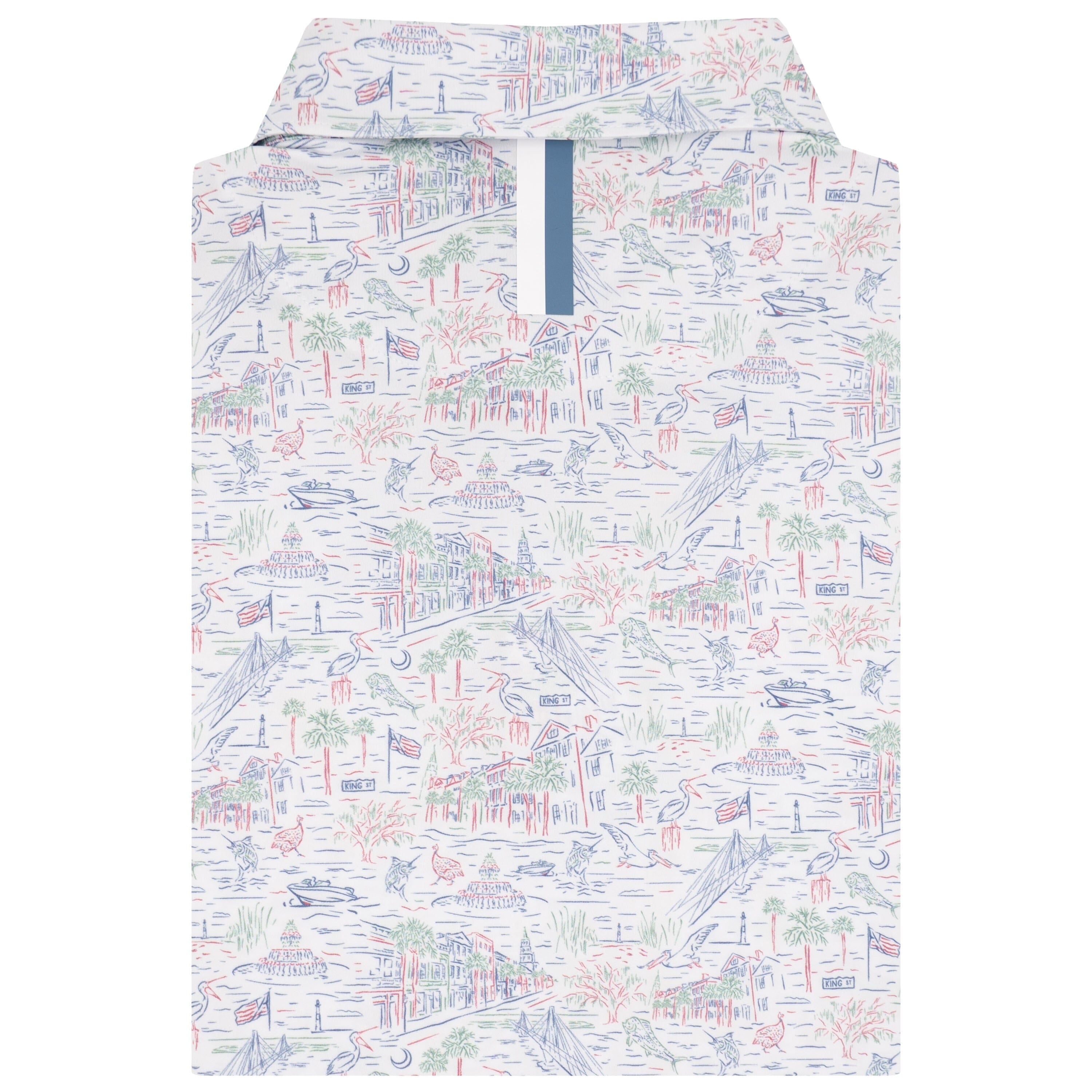 Alternative view of The Charleston | Performance Polo | The Charleston - White/Potomac Blue
