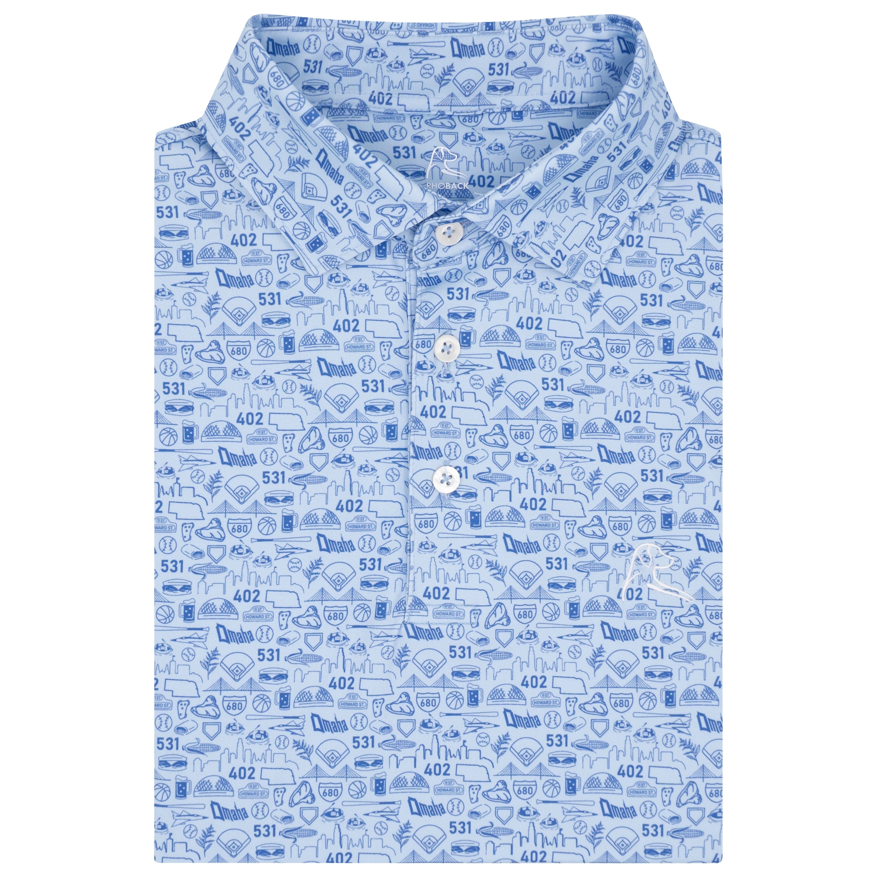 The Omaha | Performance Polo | The Omaha - Baby Blue/Bunker Blue