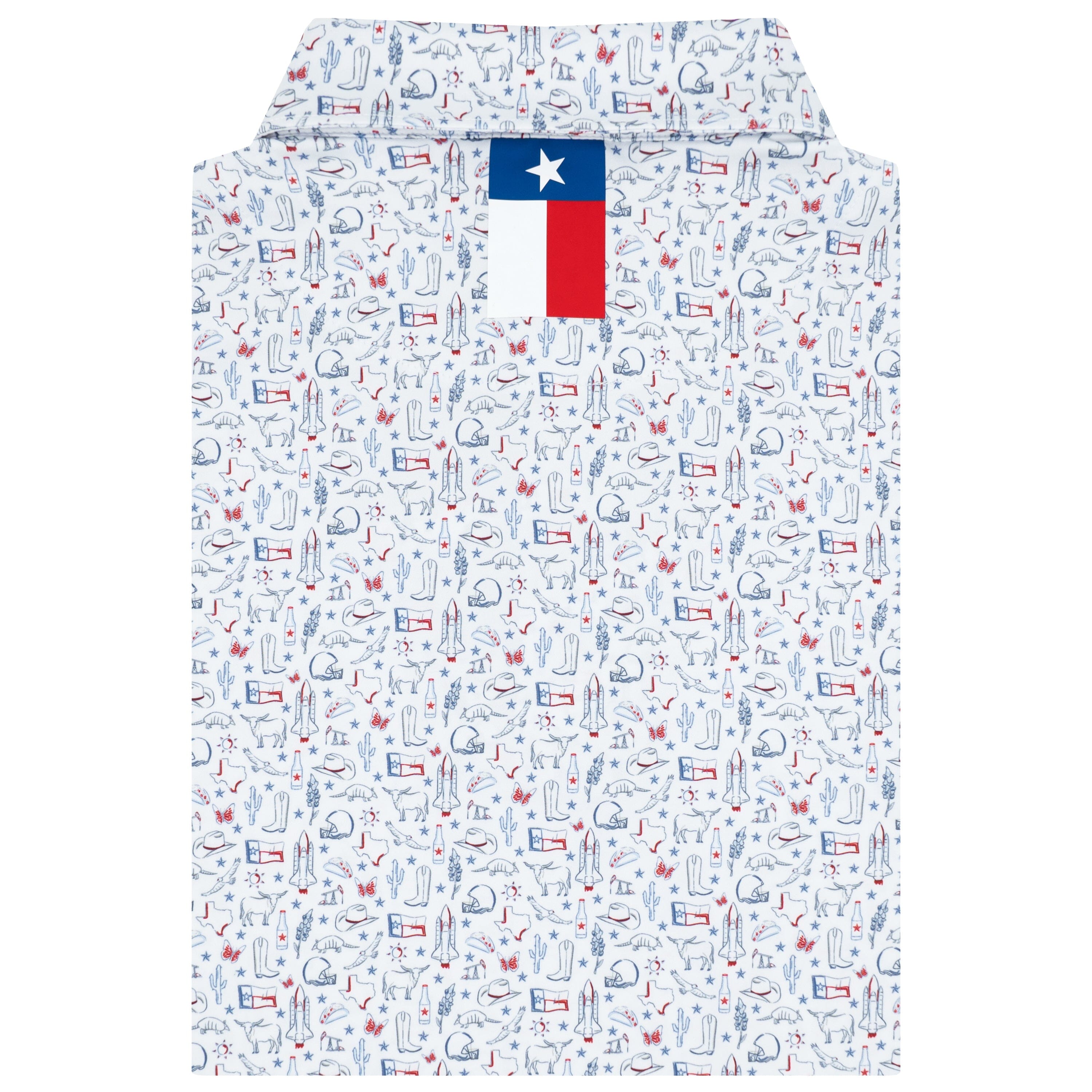 Alternative view of The Texan | Performance Polo | The Texan - White/Short Stop Blue - TX