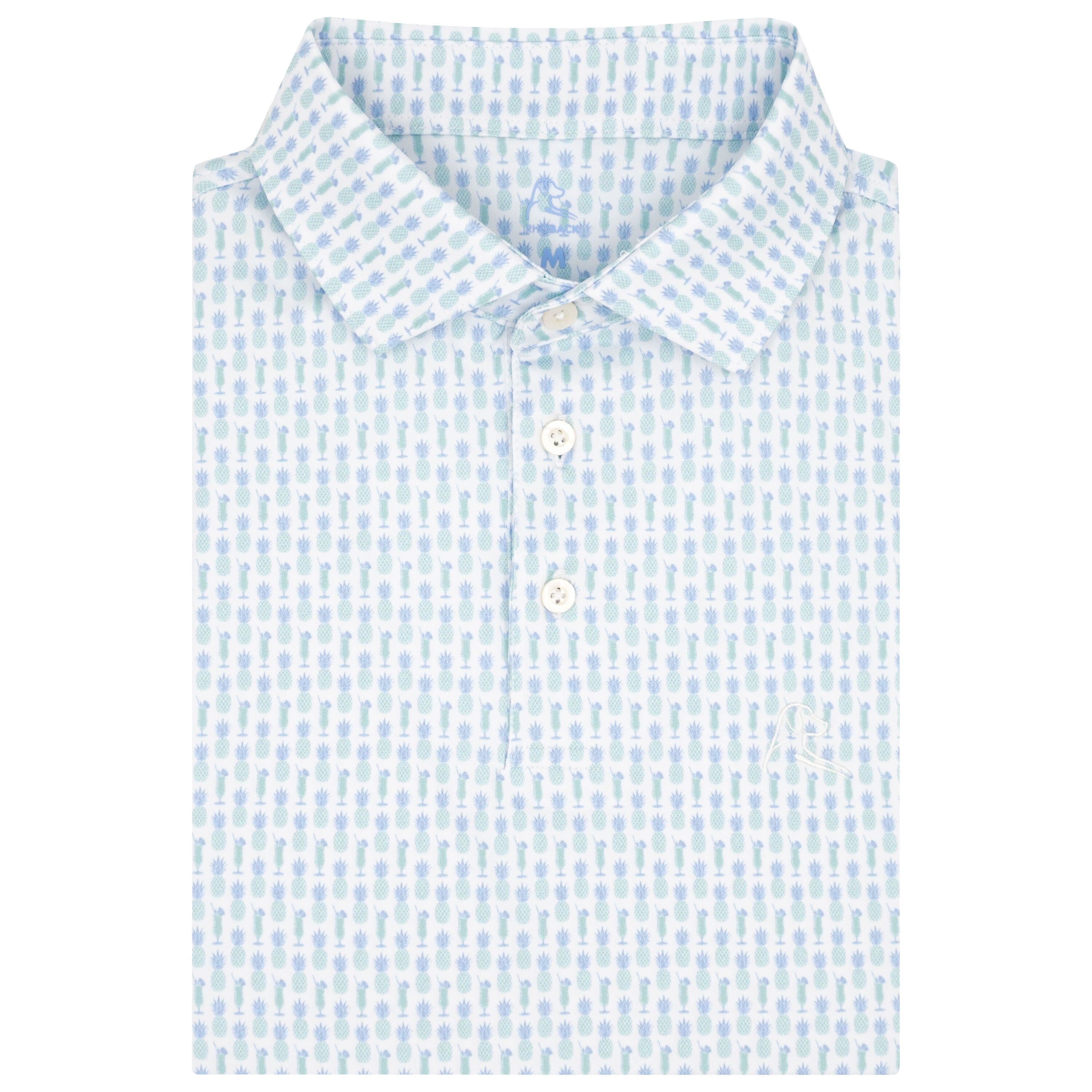 The Pina Colada | Performance Polo | The Pina Colada - White/Antigua Green