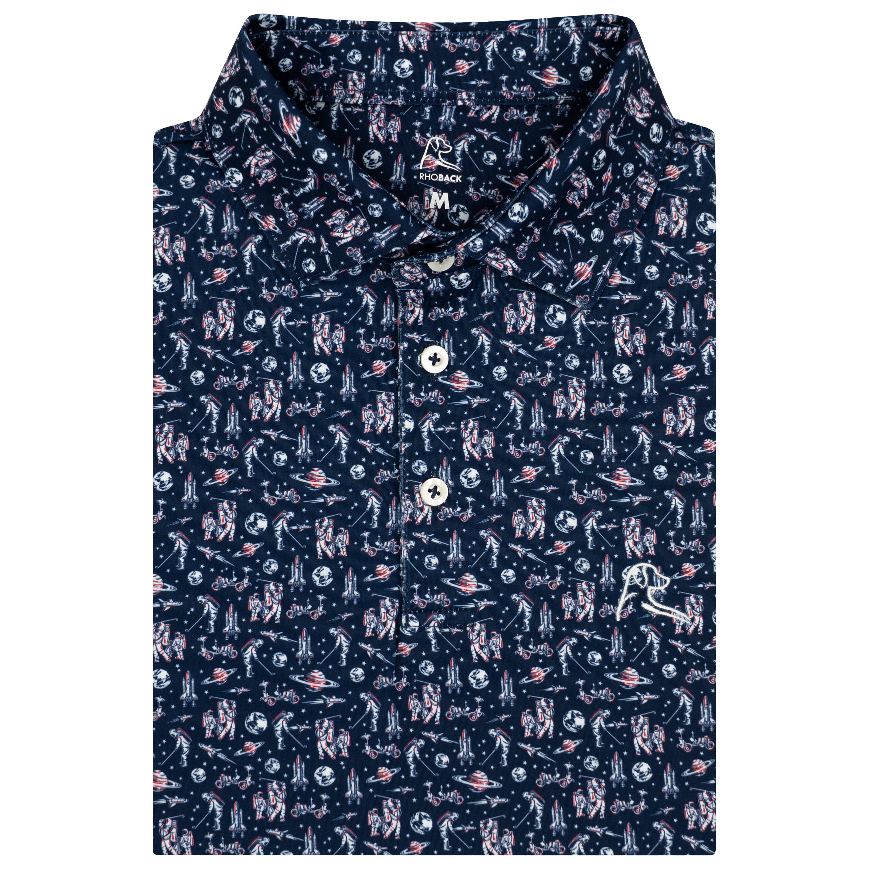 The Moon Bogey | Performance Polo | The Moon Bogey - Admiral Navy/Classic Red - USA