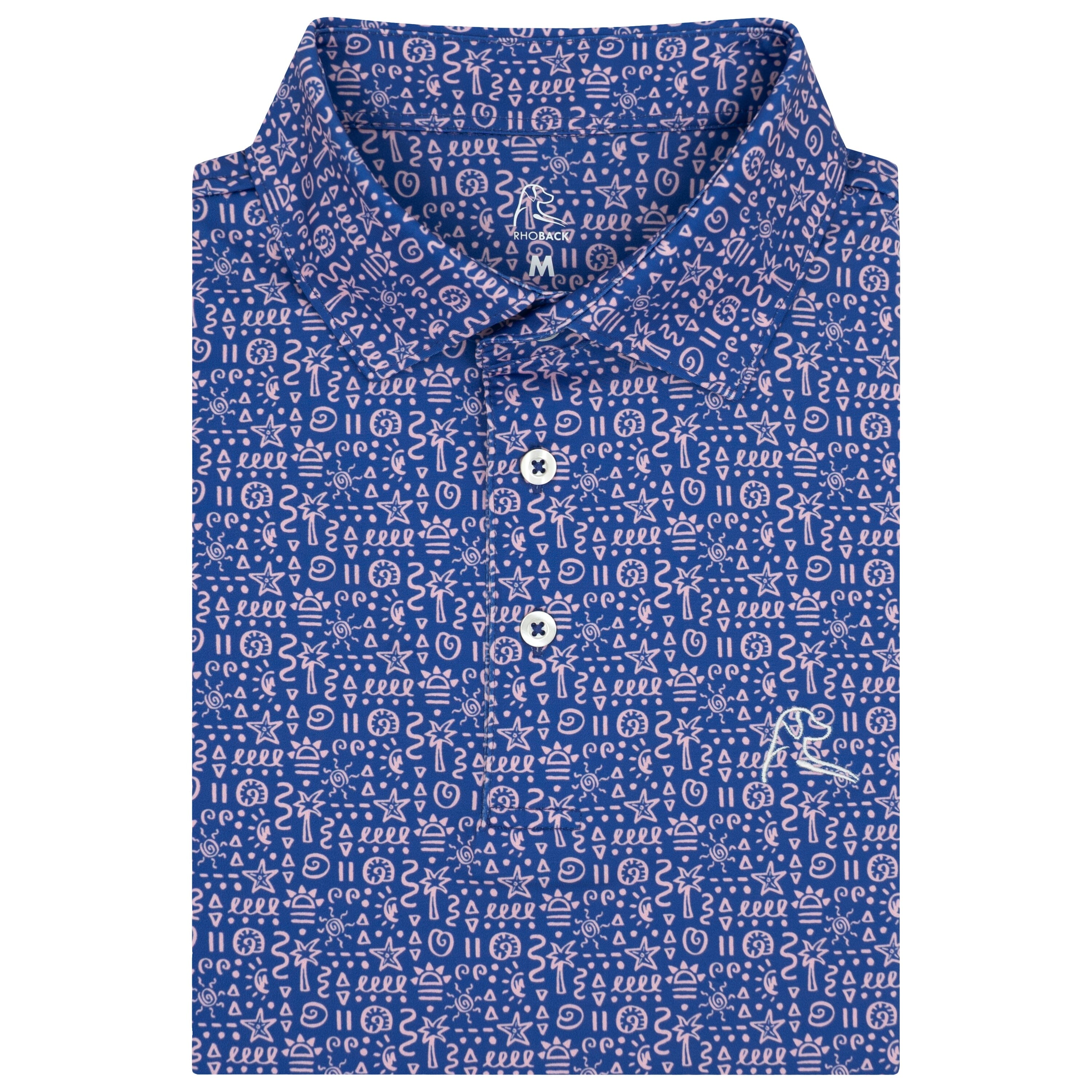 The Sandscript 2.0 | Performance Polo | The Sandscript 2.0 - Bunker Blue/Lotus Pink