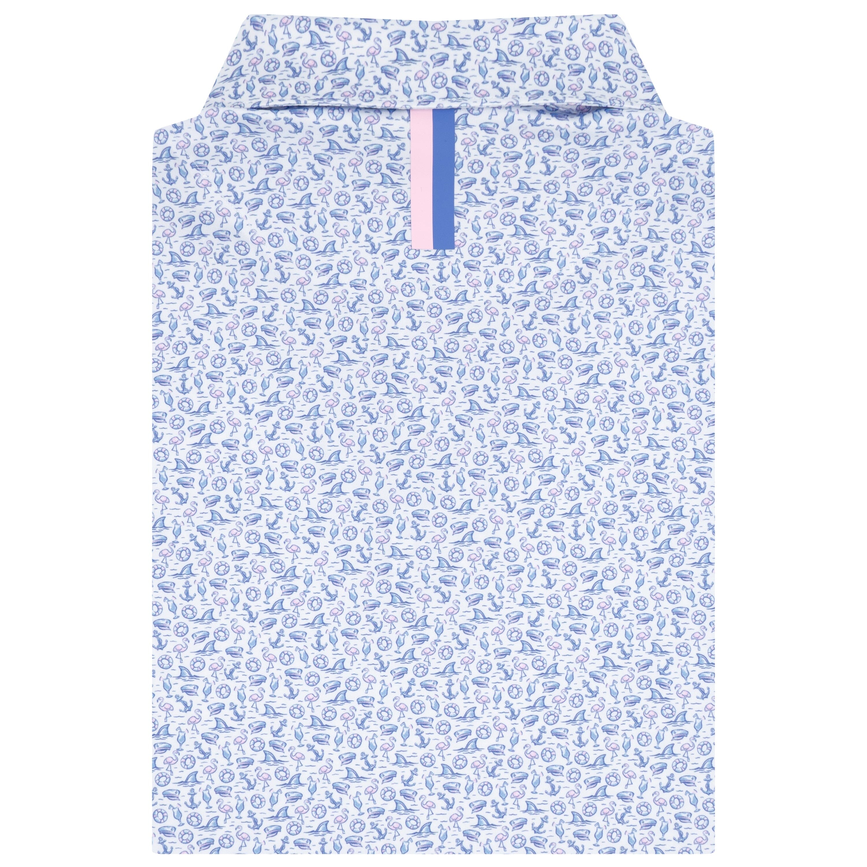 Alternative view of The Booze Cruise | Performance Polo | The Booze Cruise - White/Lavender Blue