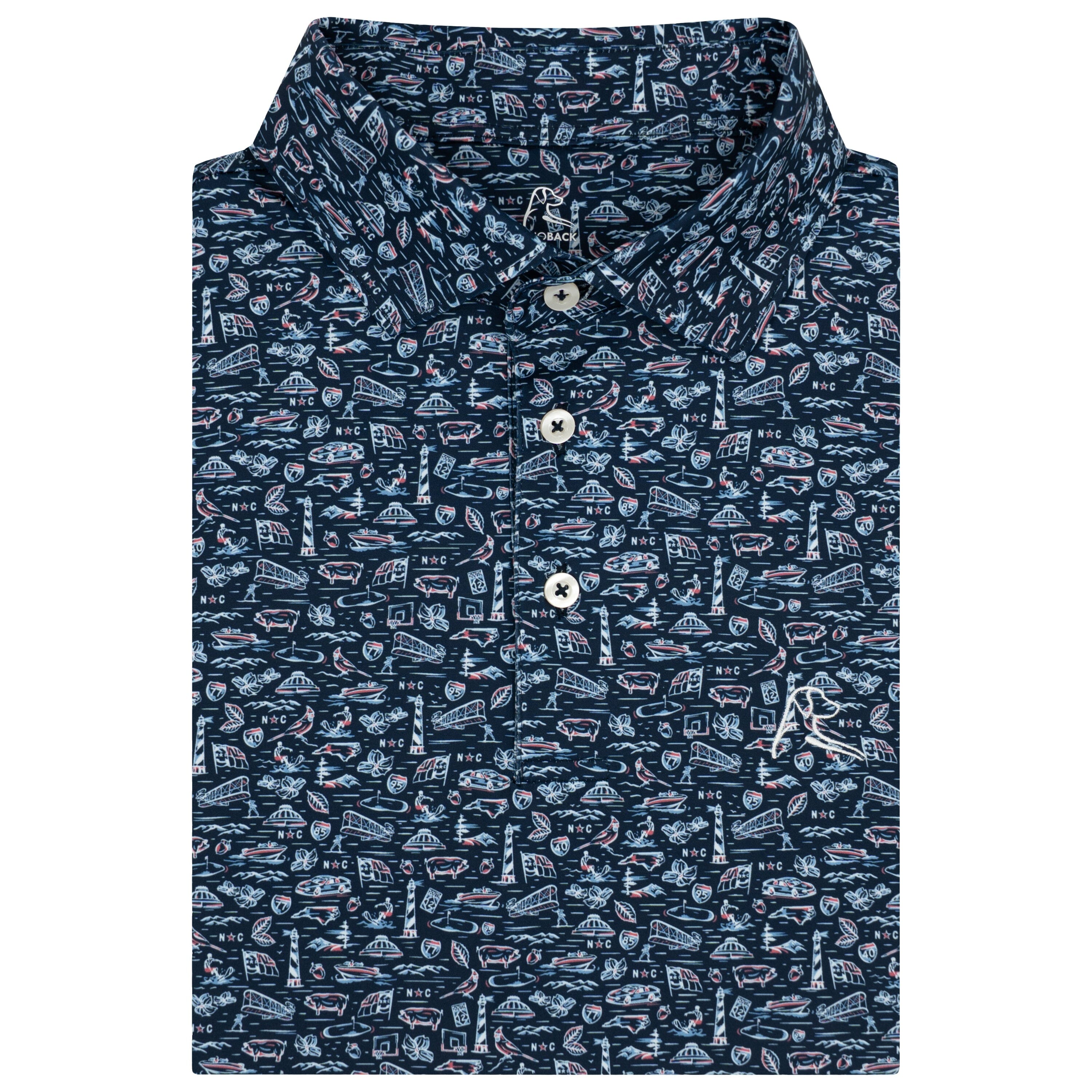 The Old North State | Performance Polo | The Old North State - Fleet Navy/White - NC