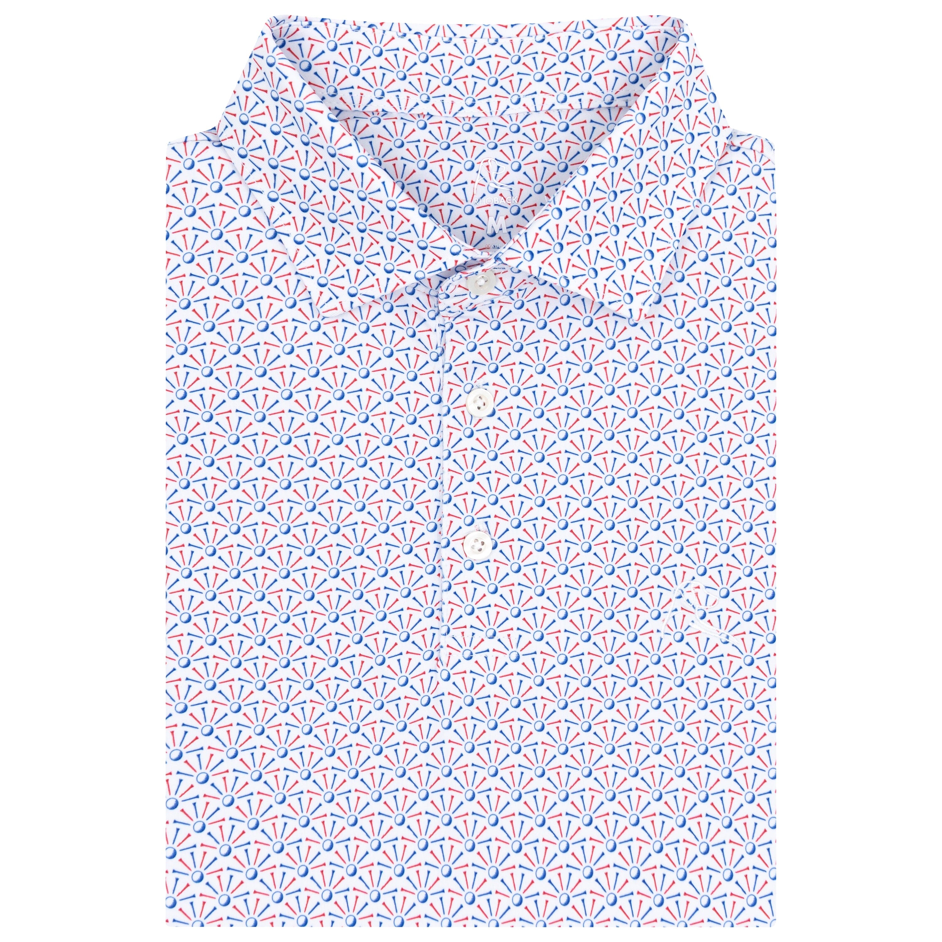 The Back Tees | Performance Polo | The Back Tees - White/Ocean Blue - USA