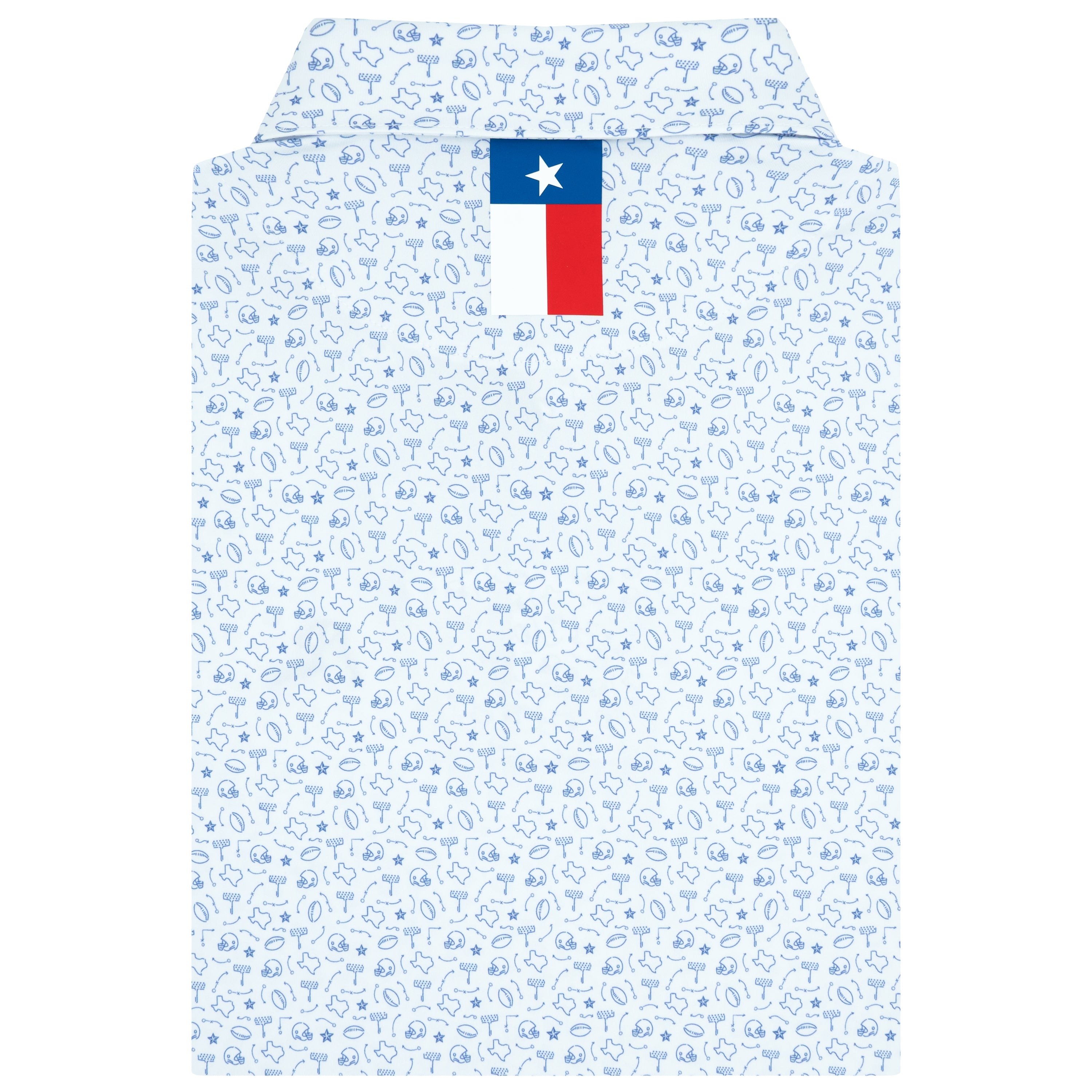 Alternative view of The Texas Football | Performance Polo | The Texas Football - White/Bunker Blue - TX