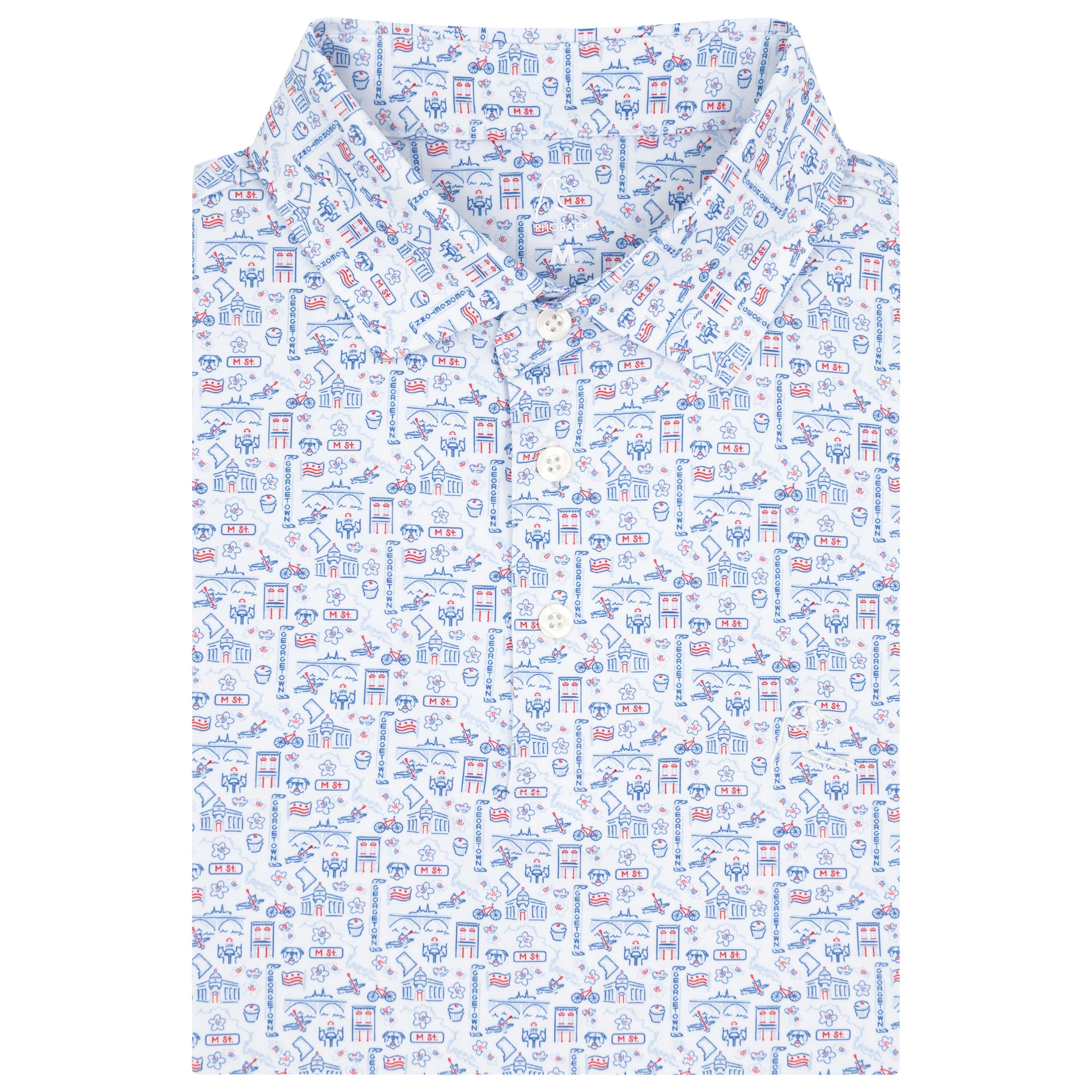 The M Street | Performance Polo | The M Street - White/Bunker Blue
