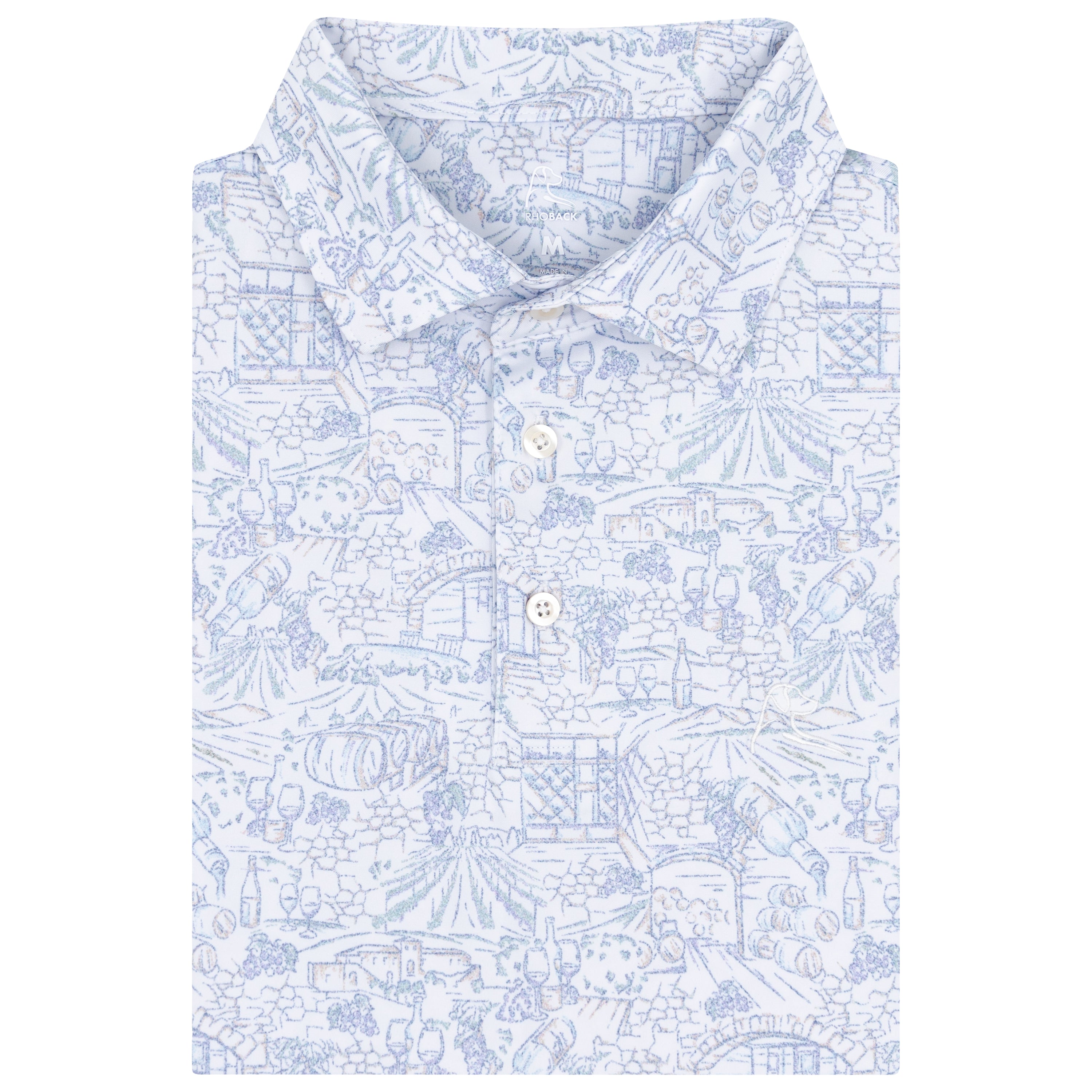 The Wine Country | Performance Polo | The Wine Country - White/Coastal Blue