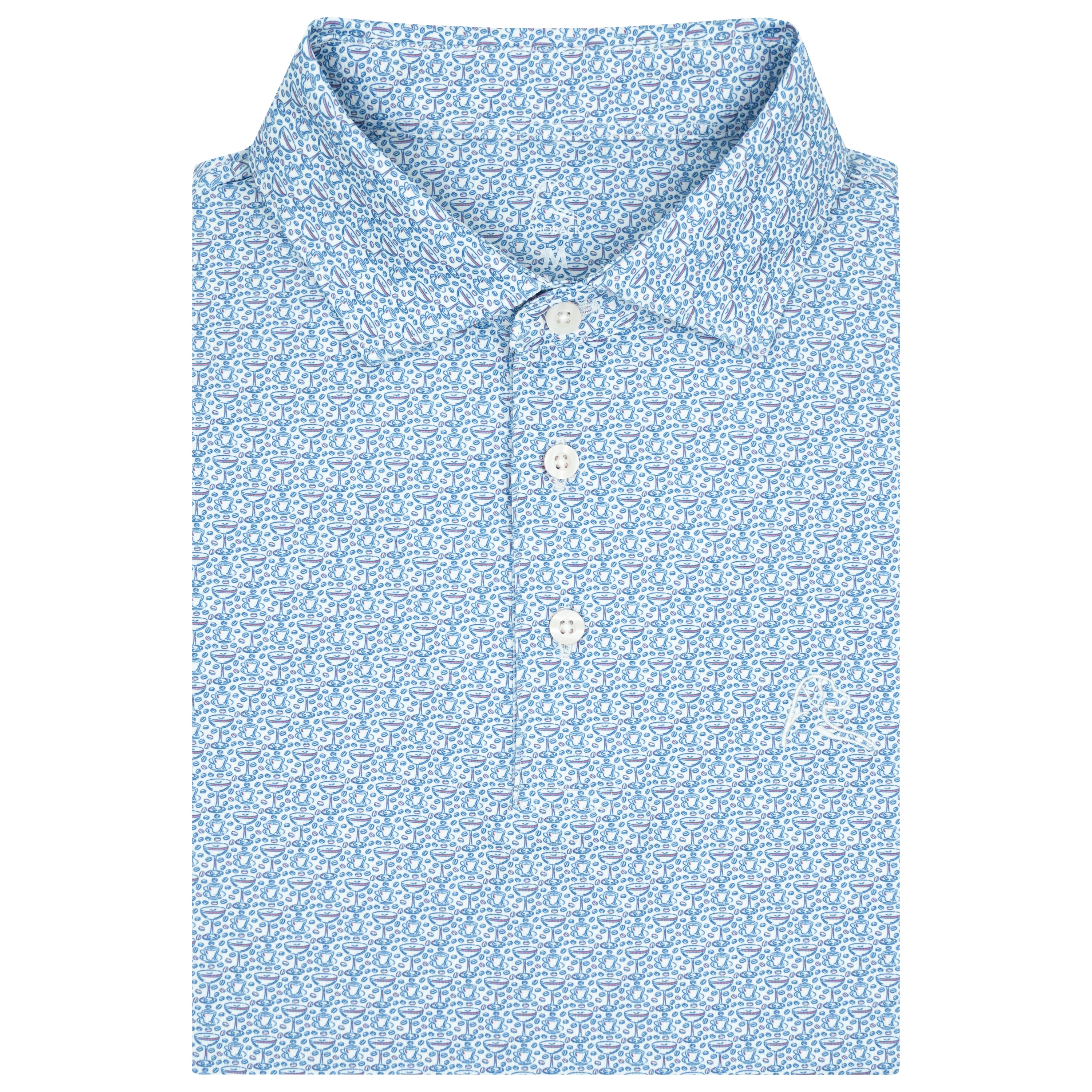 The Midnight Martini | Performance Polo | The Midnight Martini - White/Bunker Blue
