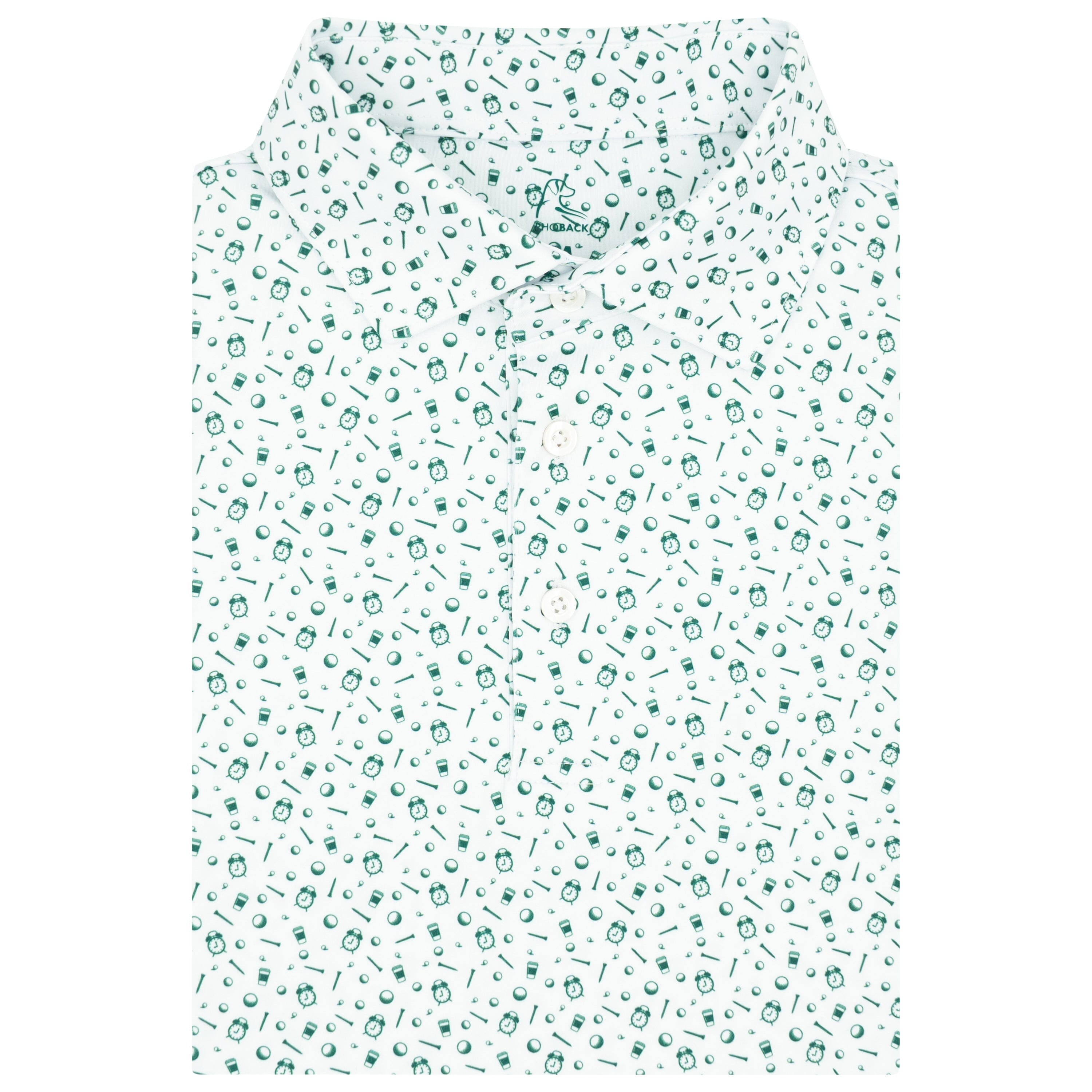The Tee Time | Performance Polo | The Tee Time - White/Fairway Green