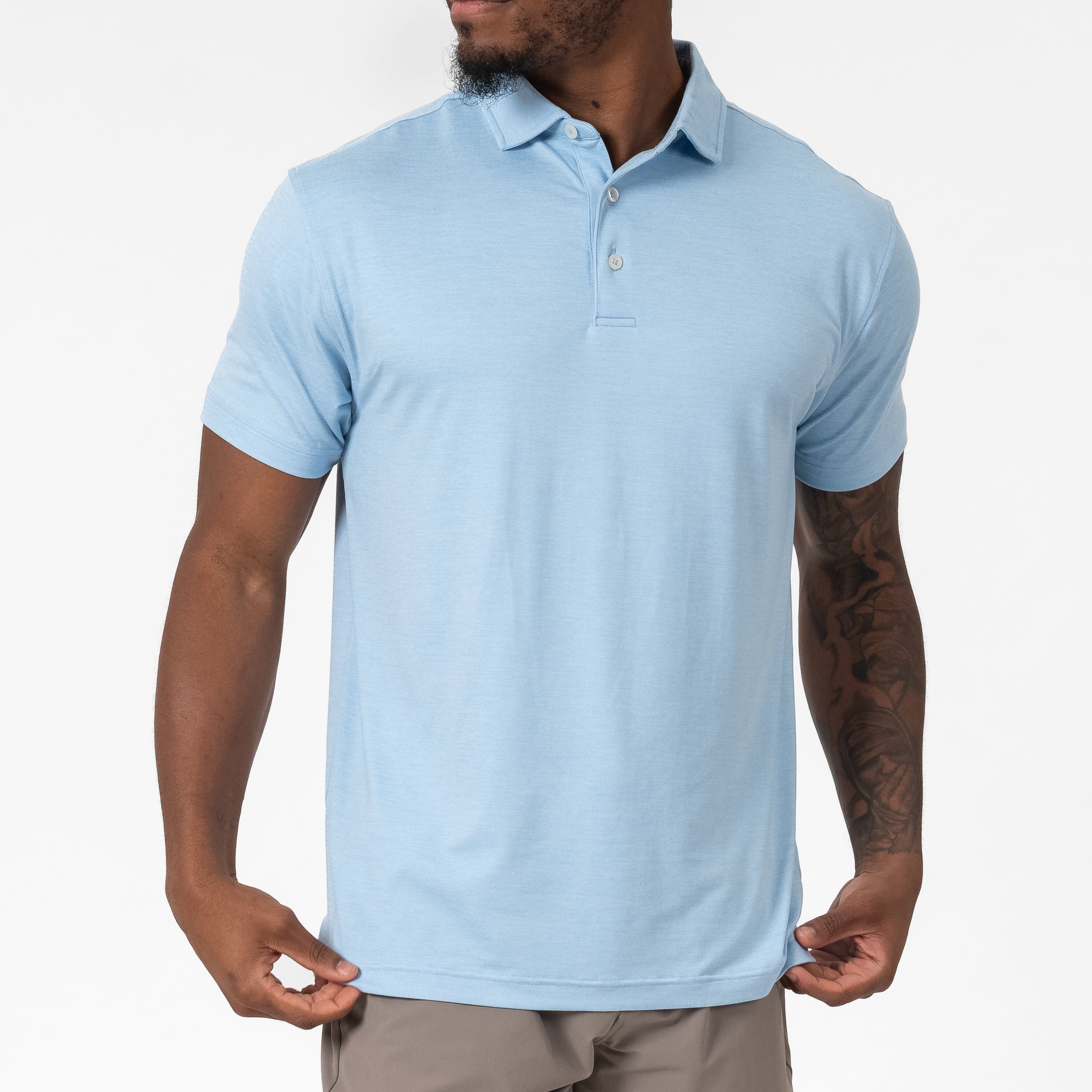 Tailwind Performance Polo | Heather - Baby Blue/Baby Blue