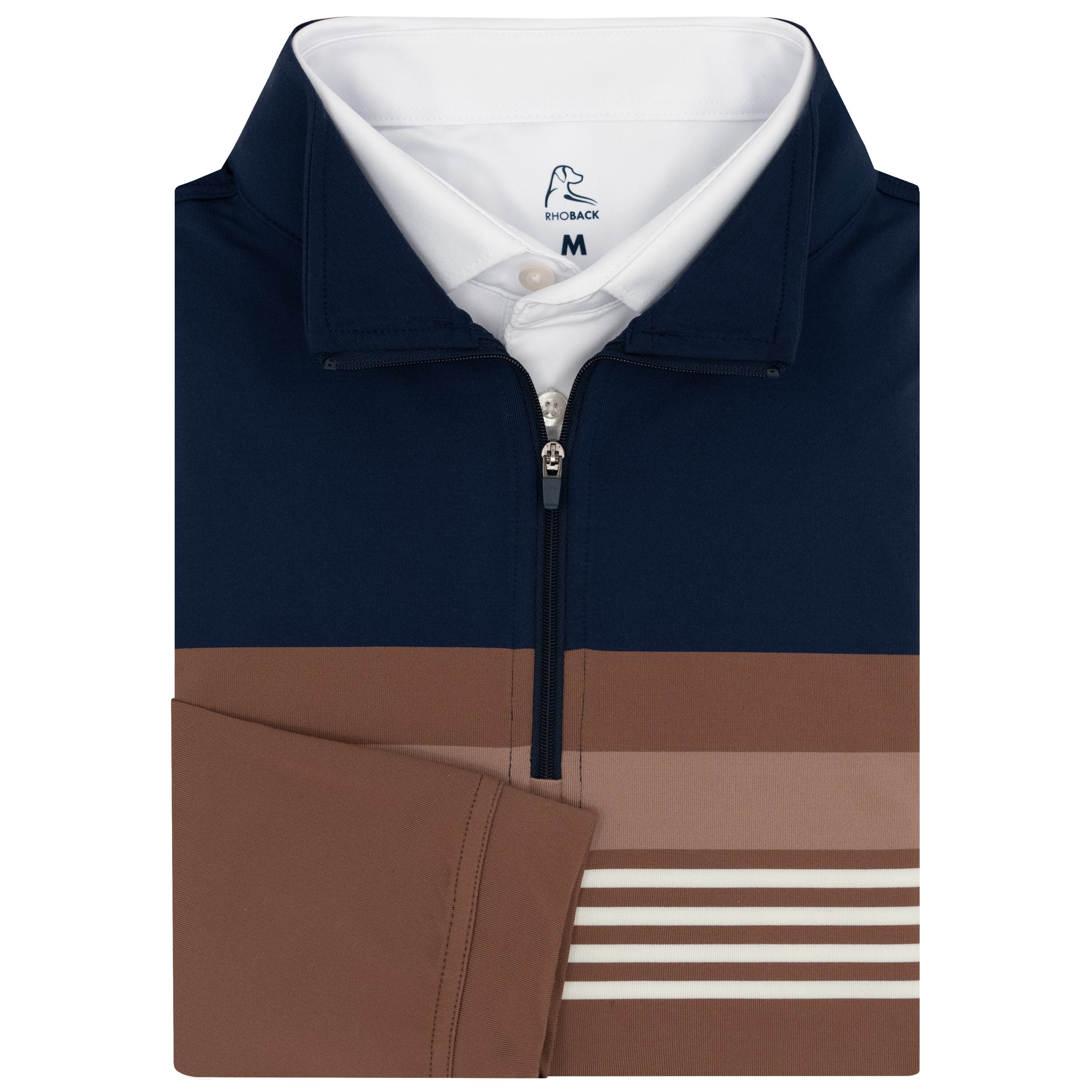 Grady Block Performance Q-Zip | The Grady Block - Saddle Brown/Fleet Navy/Ivory