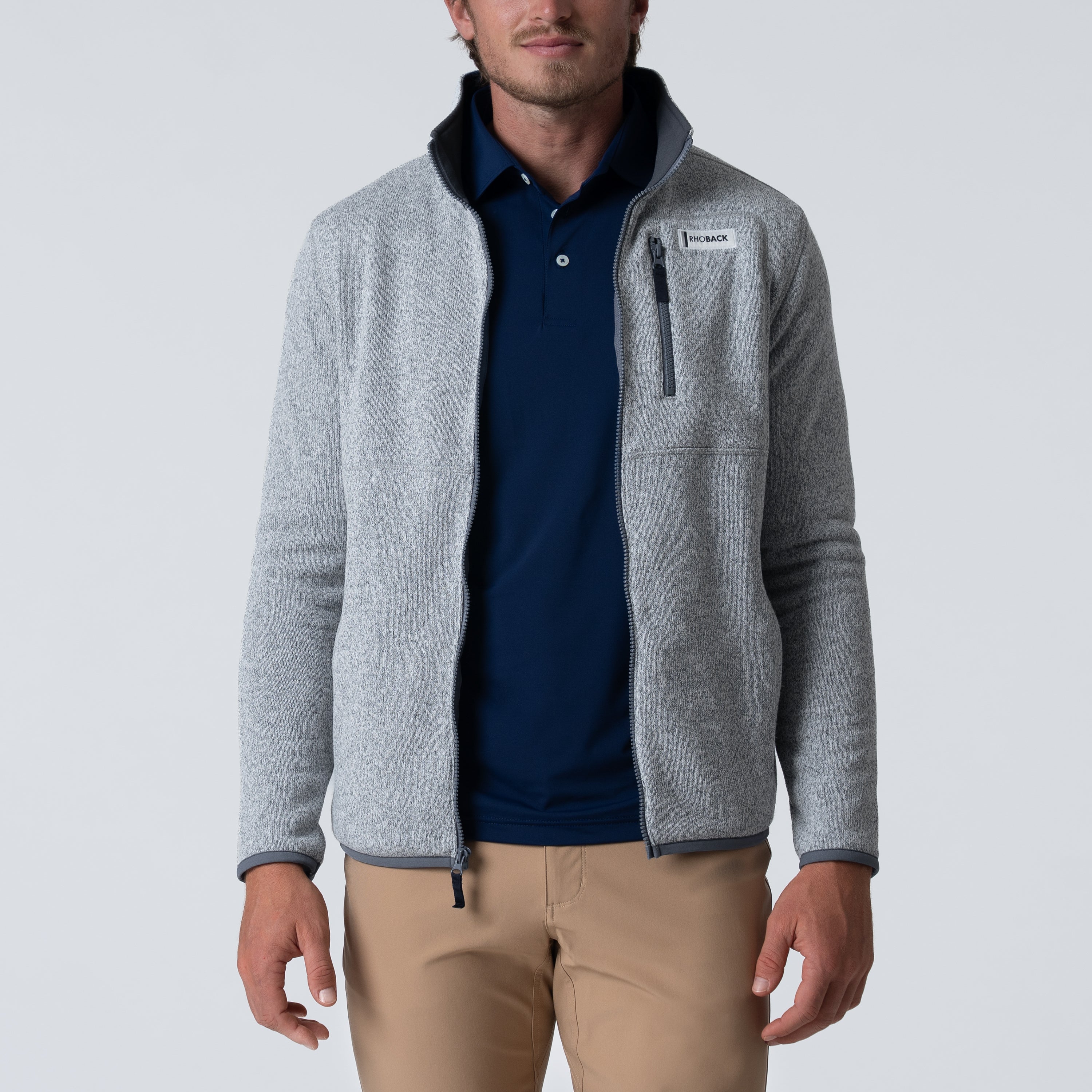 Alternative view of Peak Sweater Fleece Jacket | Heather - Everest Grey/White