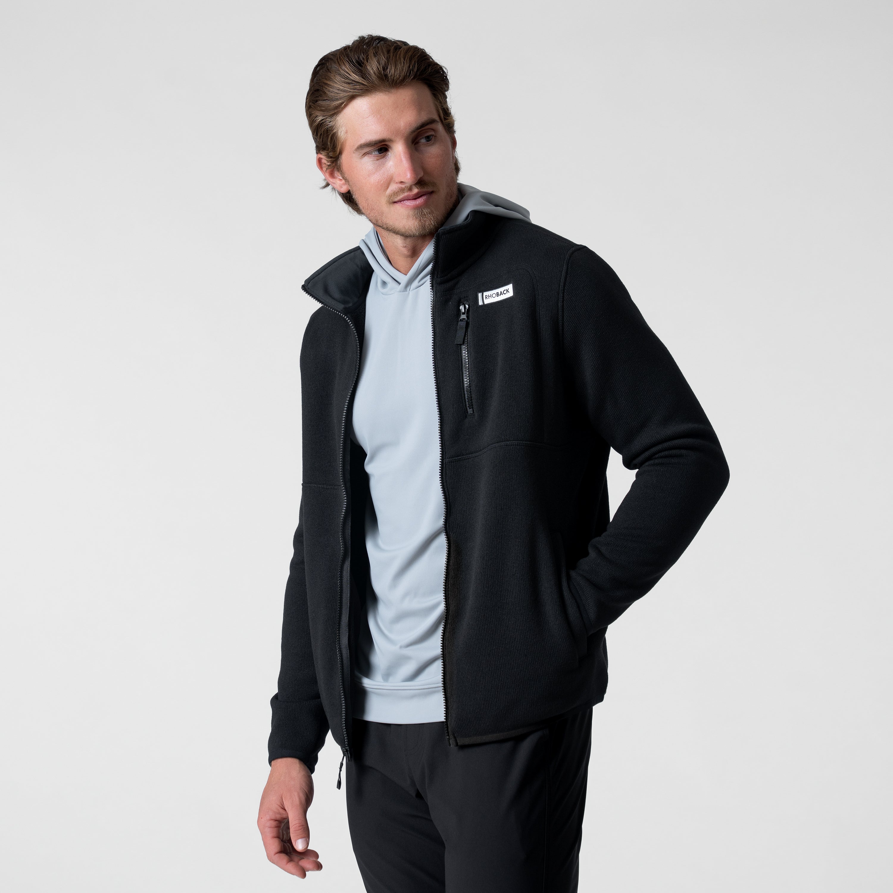 Alternative view of Peak Sweater Fleece Jacket | Solid - Midnight Black