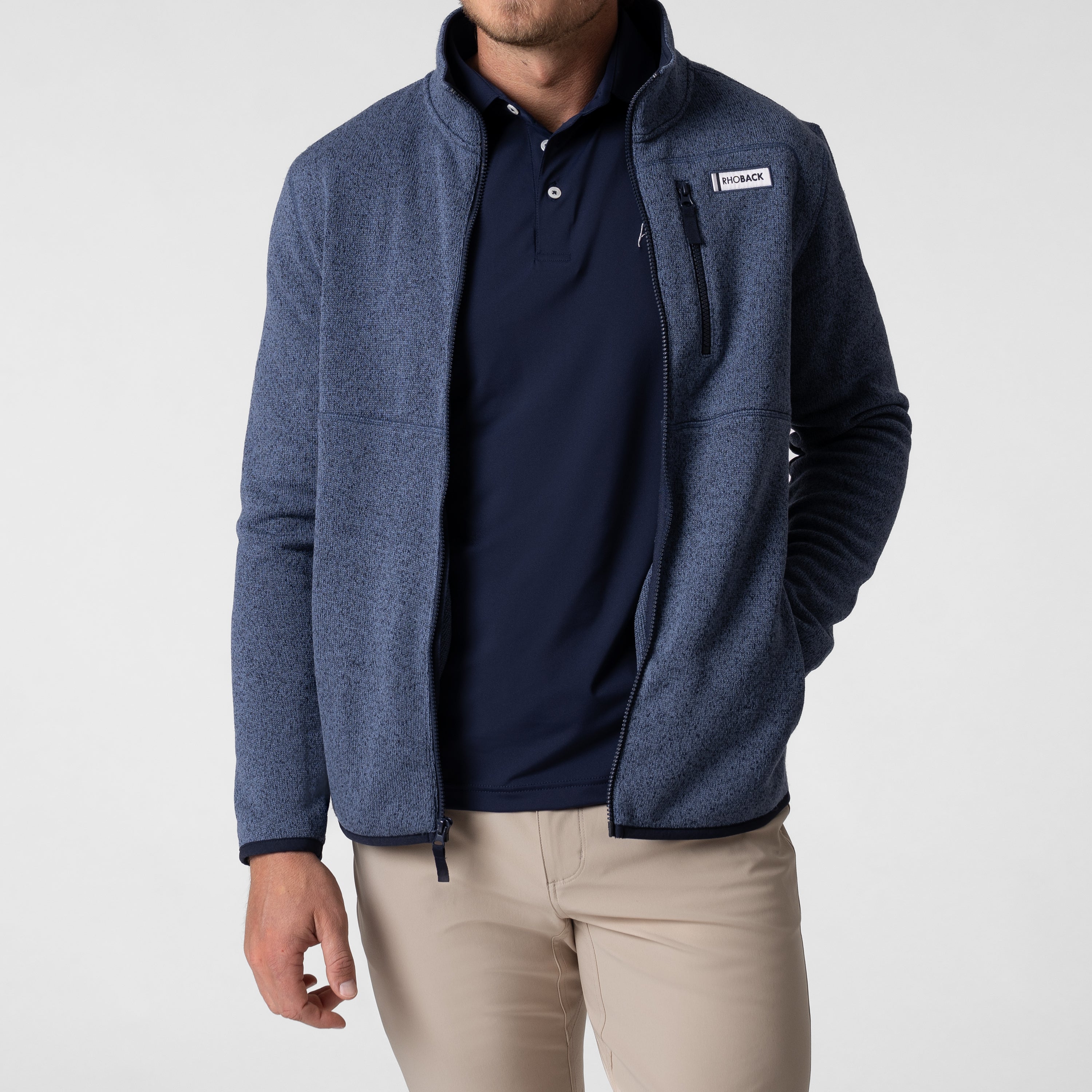 Alternative view of Peak Sweater Fleece Jacket | Heather - Fleet Navy/Coastal Blue