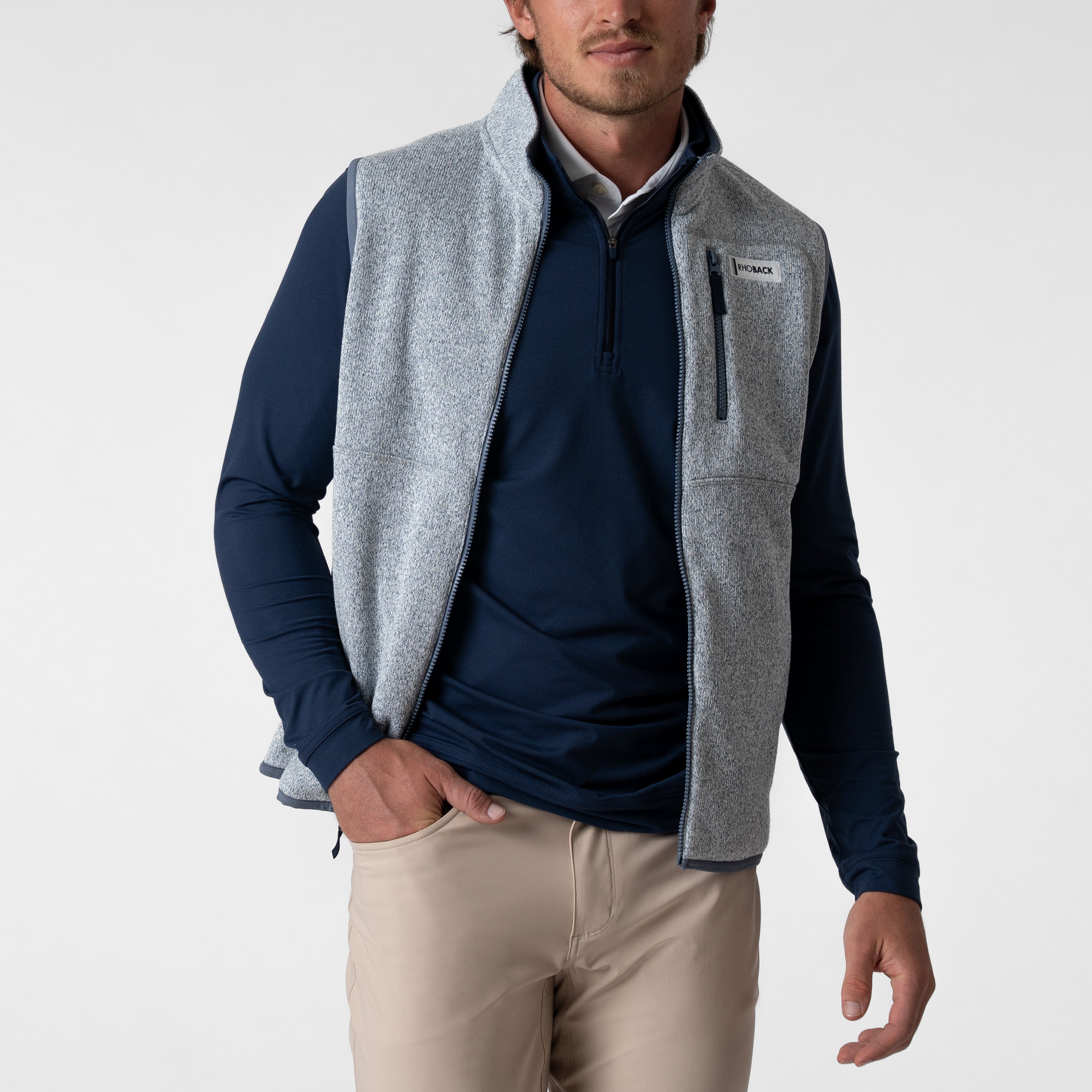 Alternative view of Peak Sweater Fleece Vest | Heather - Everest Grey/White