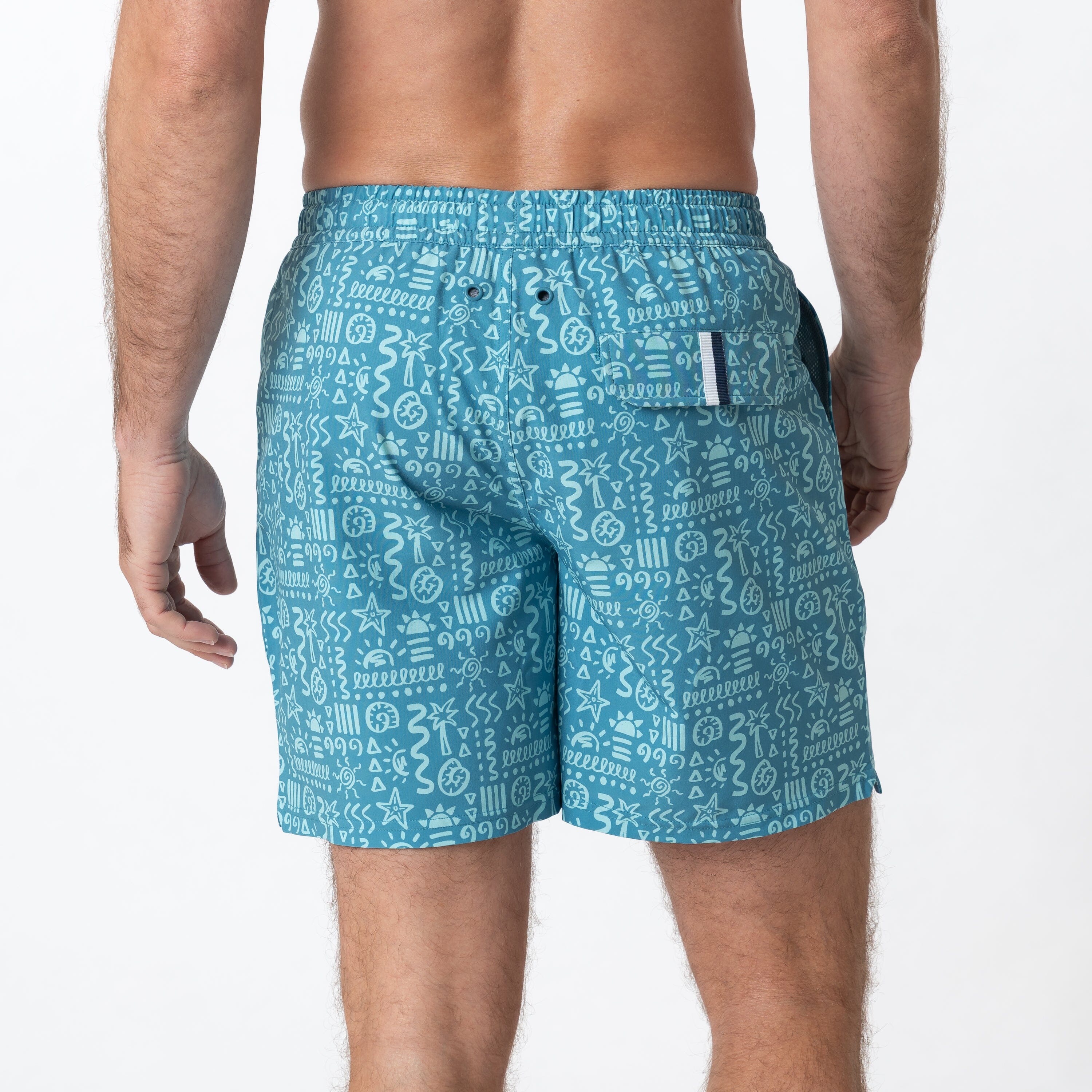 Alternative view of Medley Swim Trunk | The Sandscript - Aerial Blue/Antigua Green