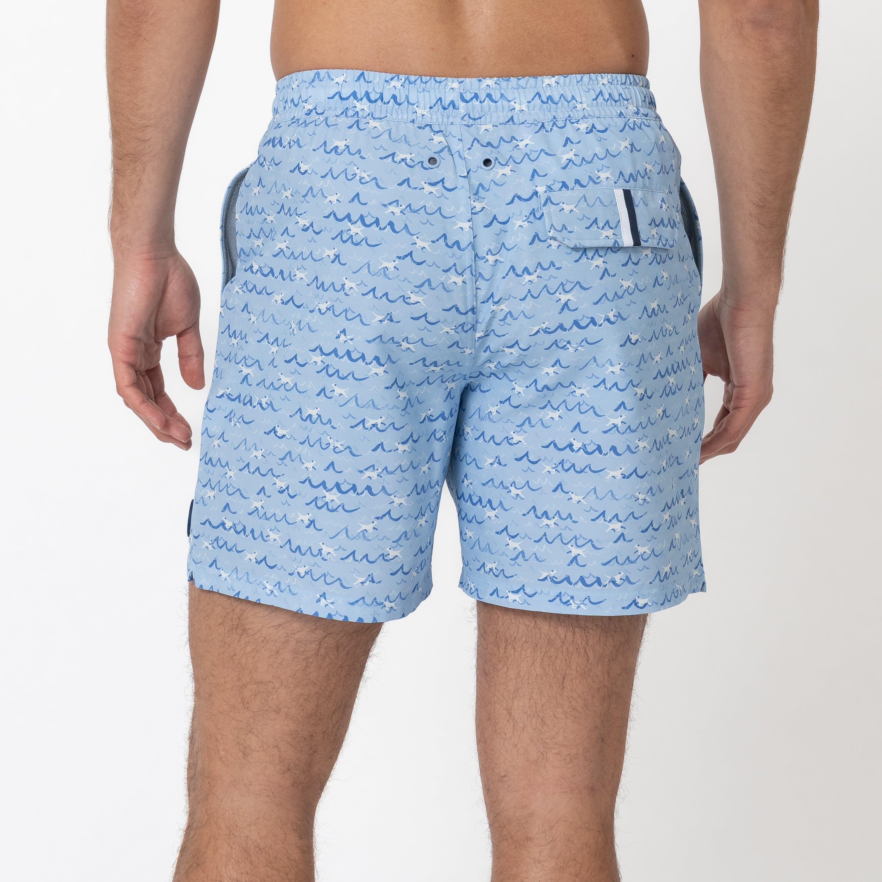 Alternative view of Medley Swim Trunk | The Dog Paddle - Baby Blue/White