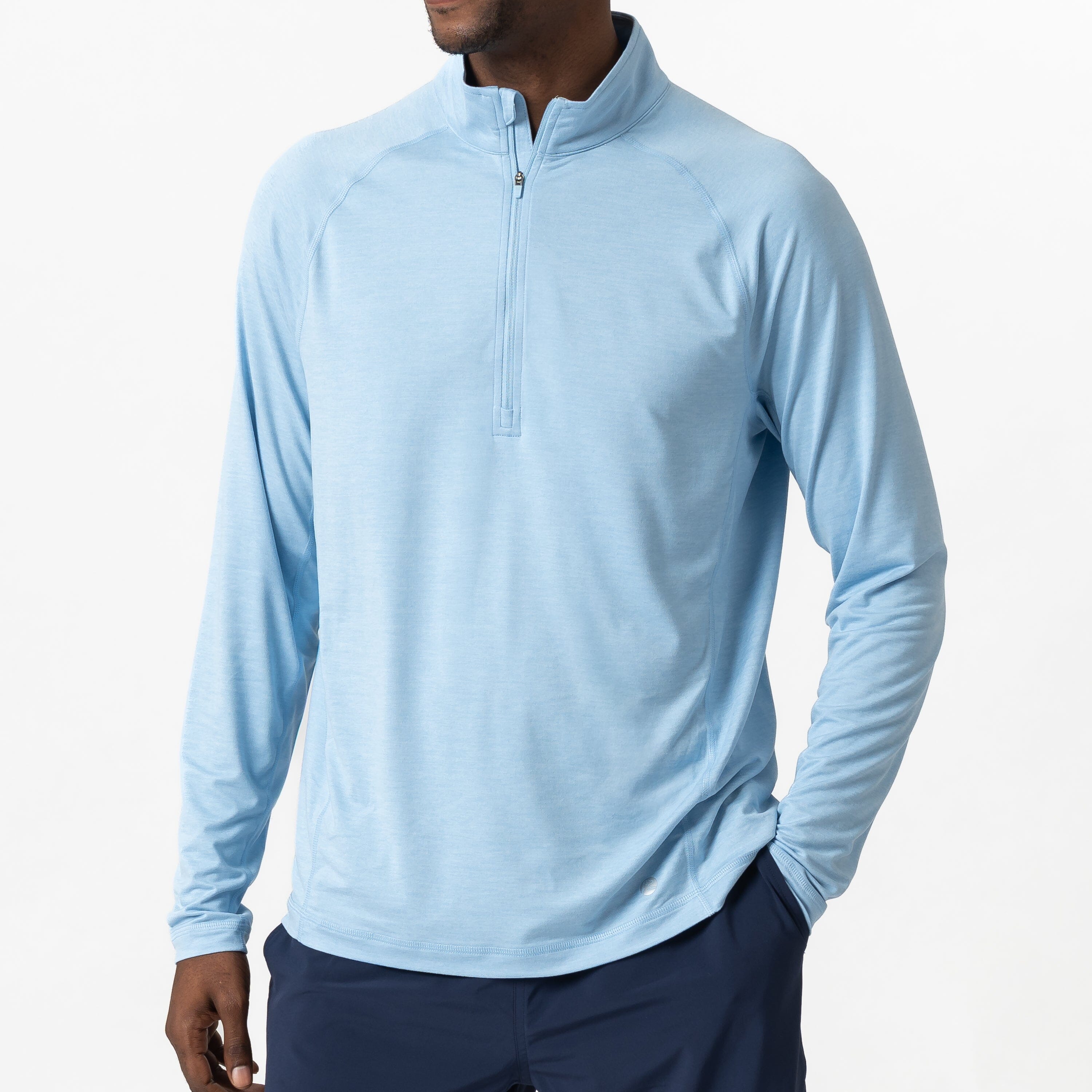 Tailwind Performance Q-Zip | Heather - Baby Blue/Baby Blue