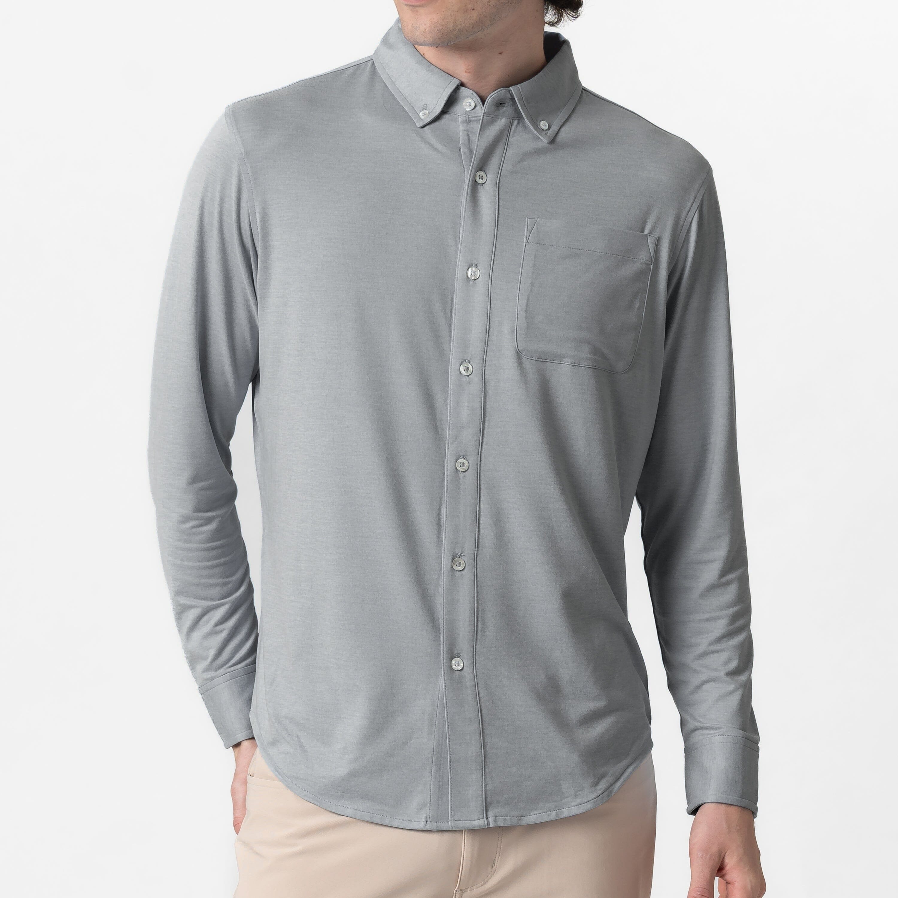 Tailwind Performance Sport Shirt | Heather - Stainless Steel/Thunder Grey