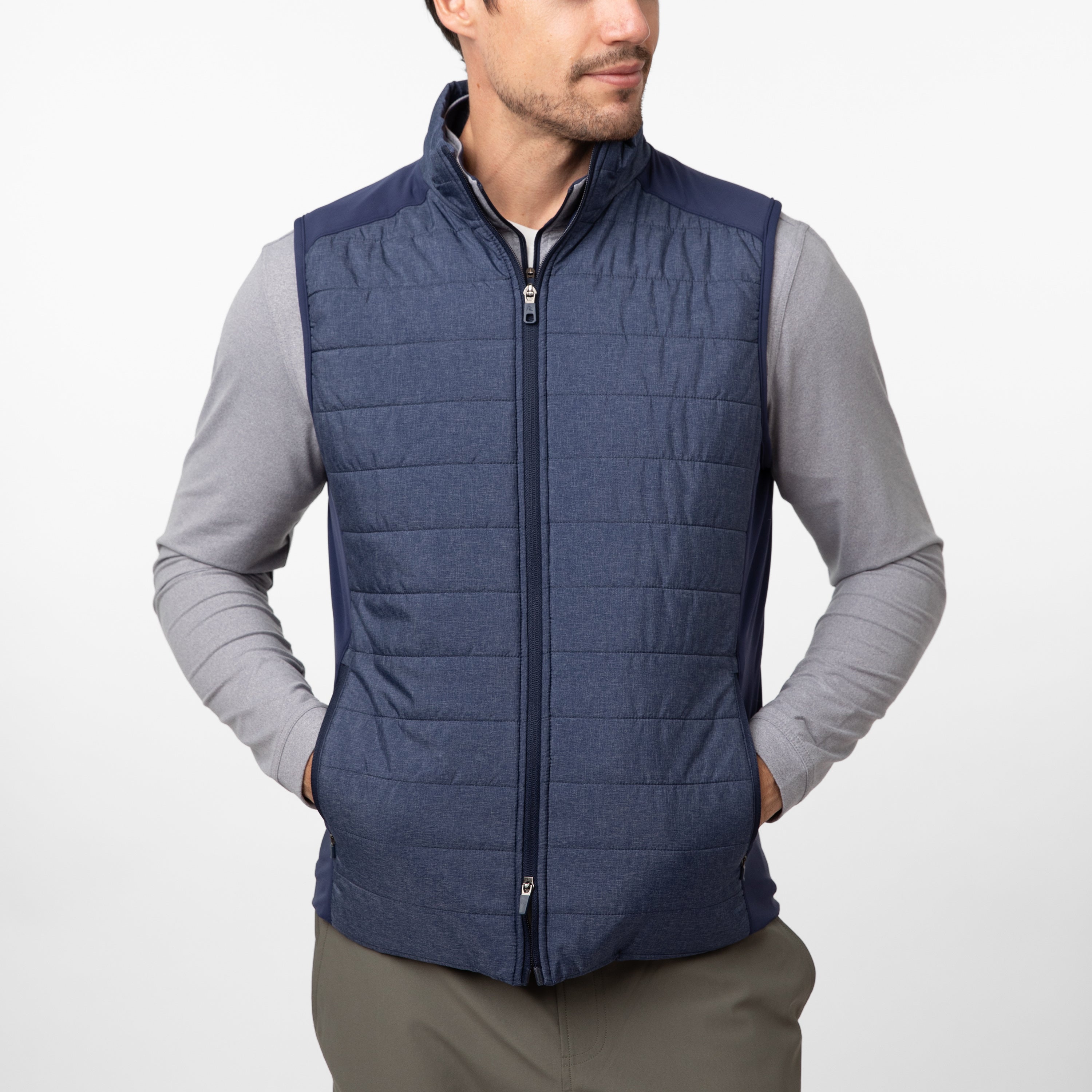 Fulton Performance Vest | Heather - Fleet Navy/White
