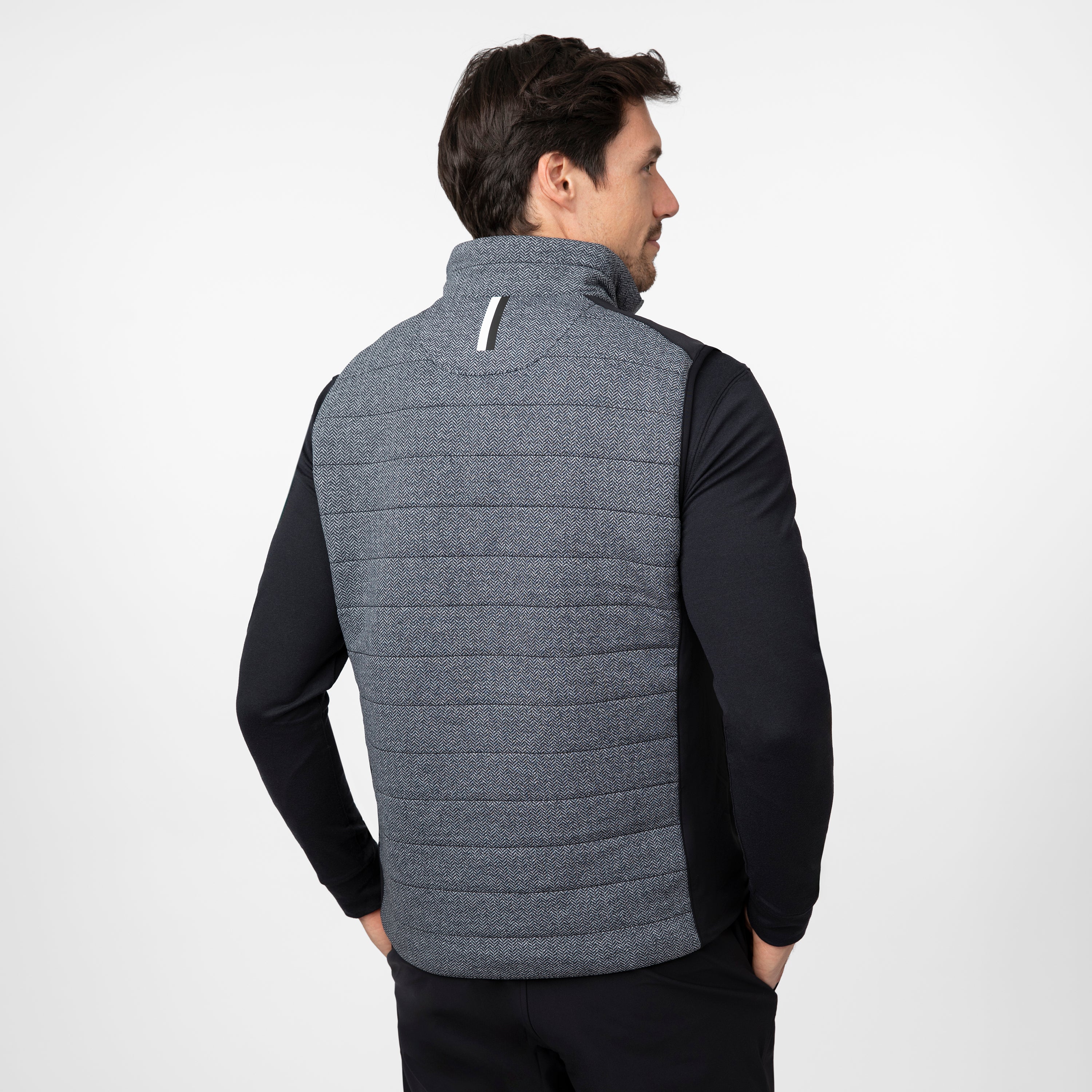 Alternative view of Fulton Performance Vest | The Herringbone Jacquard - Black/White
