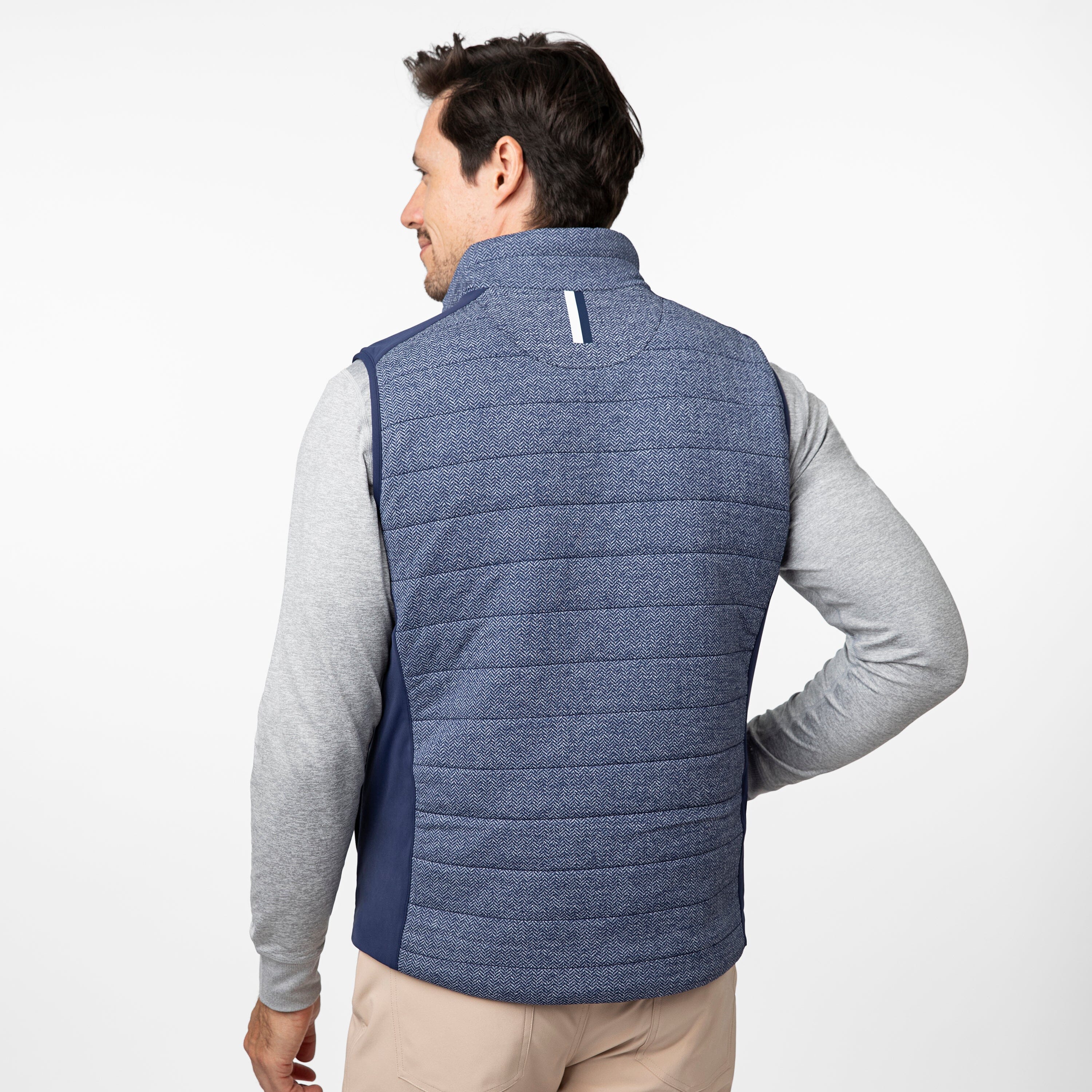 Alternative view of Fulton Performance Vest | The Herringbone Jacquard - Fleet Navy/White