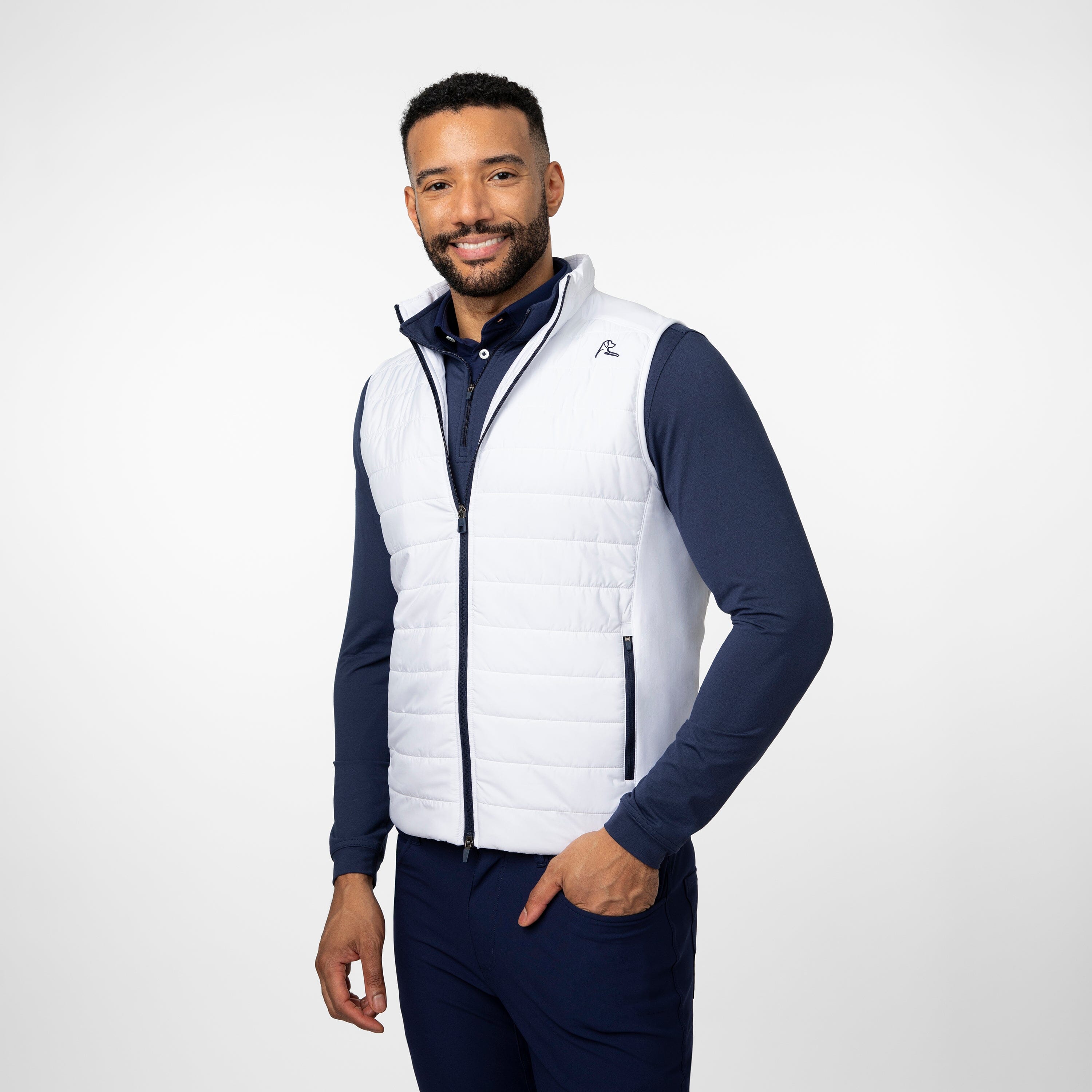 Fulton Performance Vest | Solid - White/Fleet Navy - USA