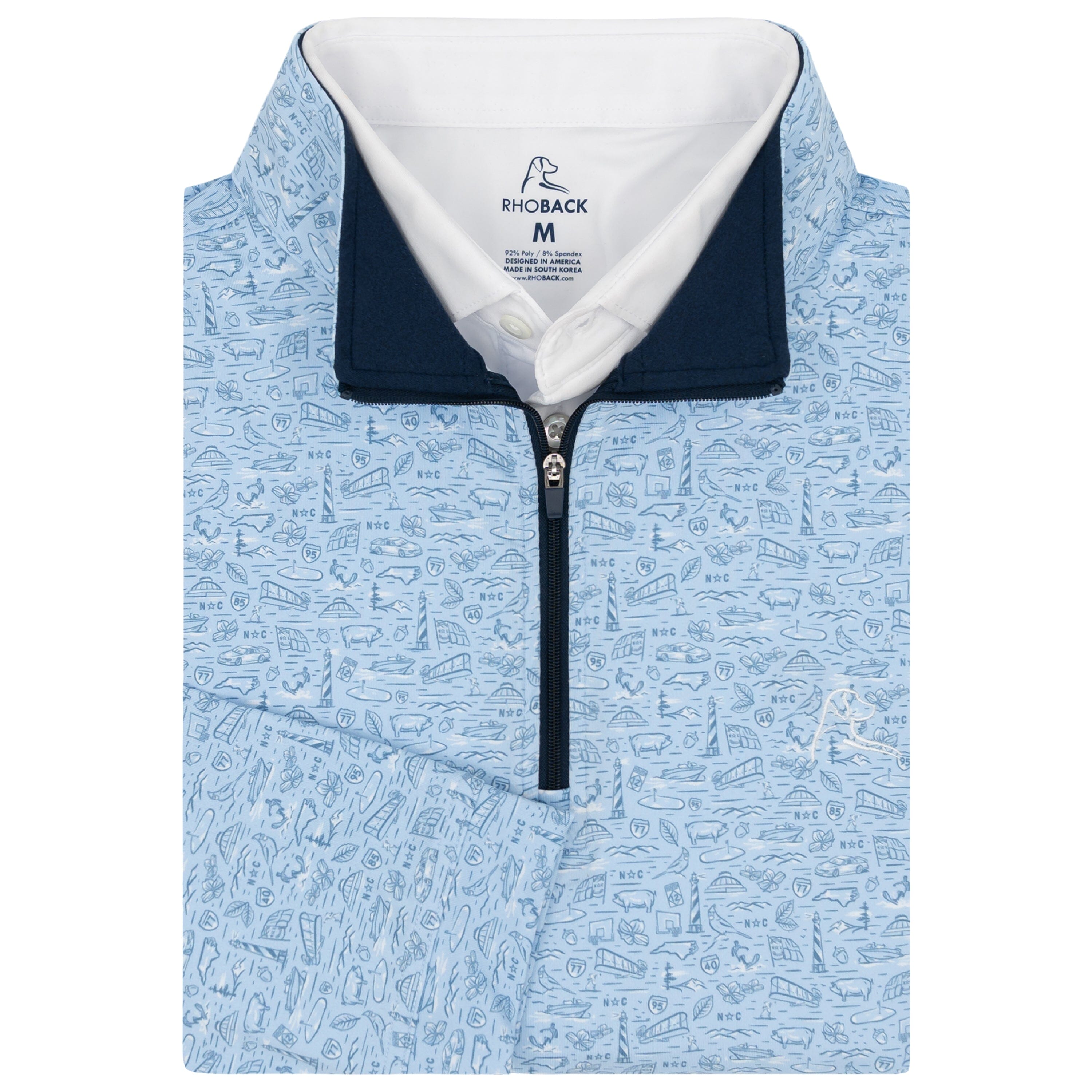 Old North State Performance Q-Zip | The Old North State - Baby Blue/White - NC
