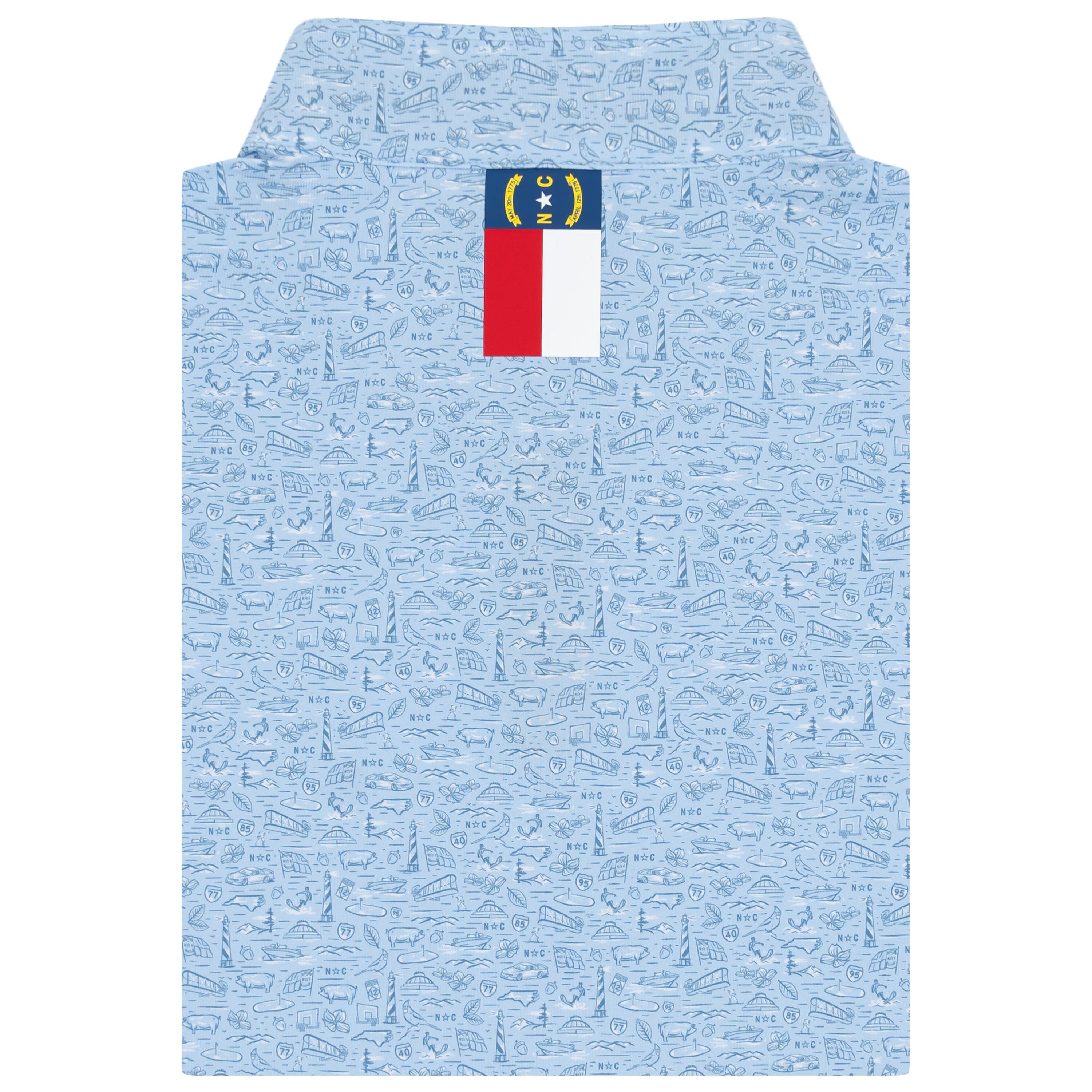 Alternative view of Old North State Performance Q-Zip | The Old North State - Baby Blue/White - NC