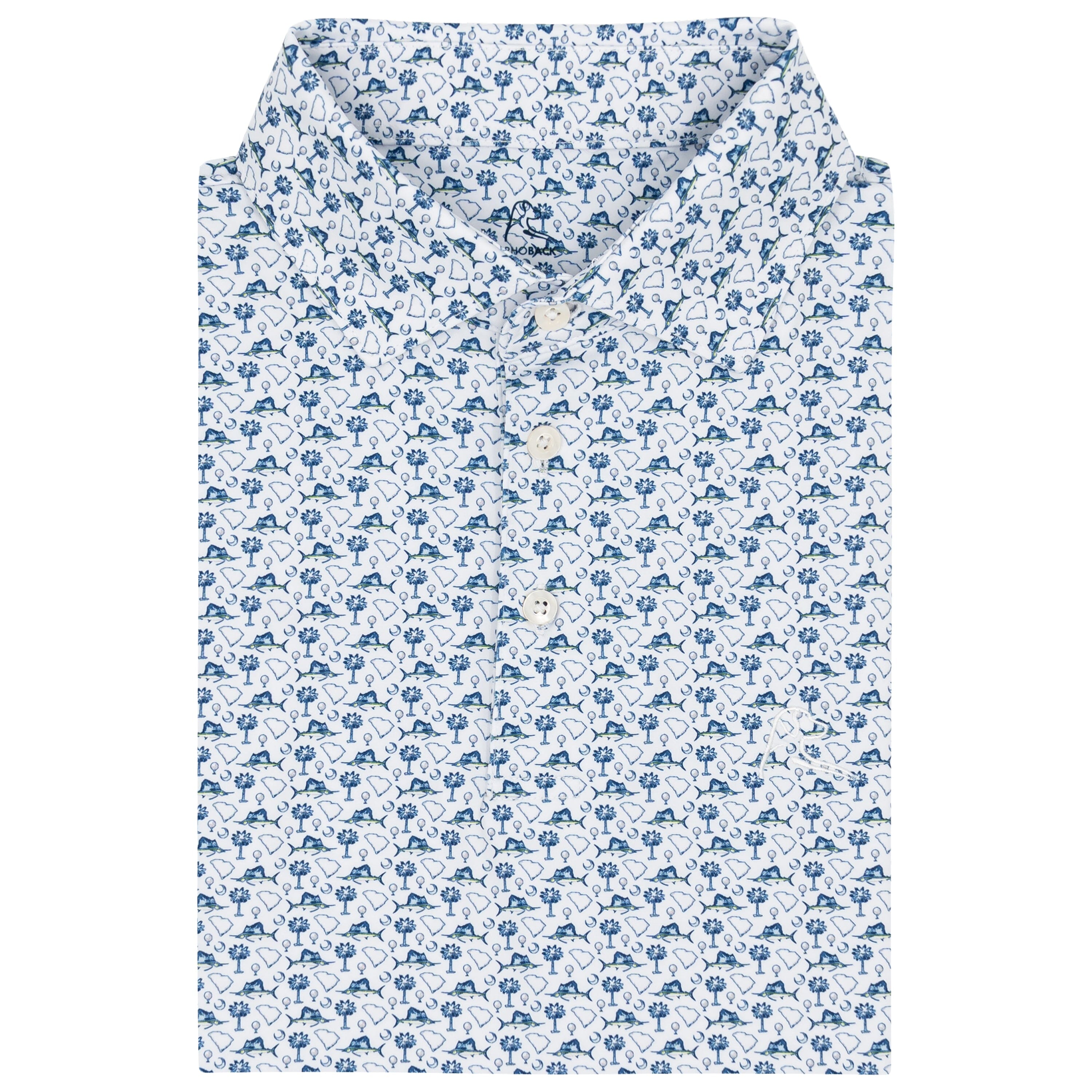 The Palmetto Catch | Performance Polo | The Palmetto Catch - White/Fleet Navy - SC