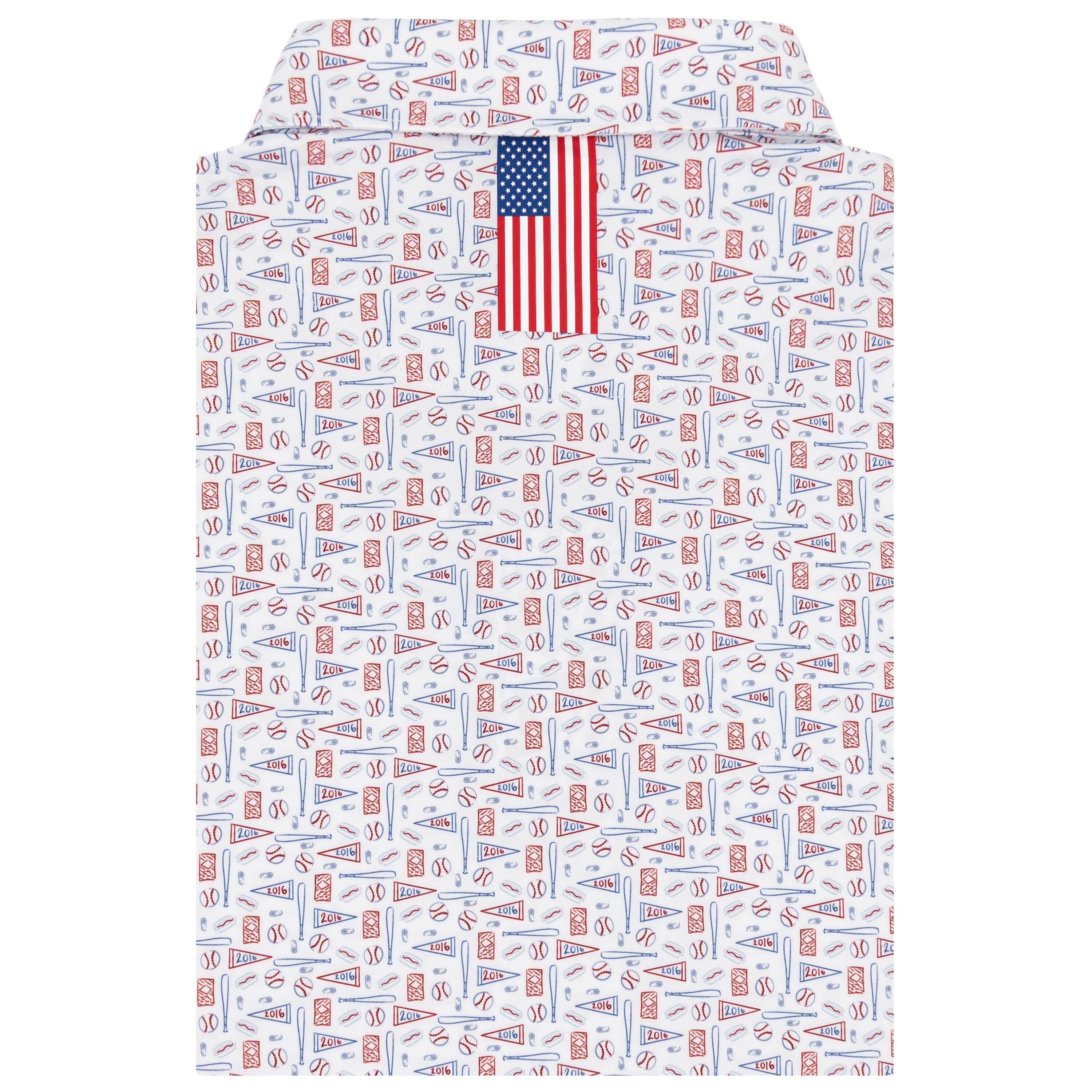 Alternative view of The Pennant Race | Performance Polo | The Pennant Race - White/Short Stop Blue - USA
