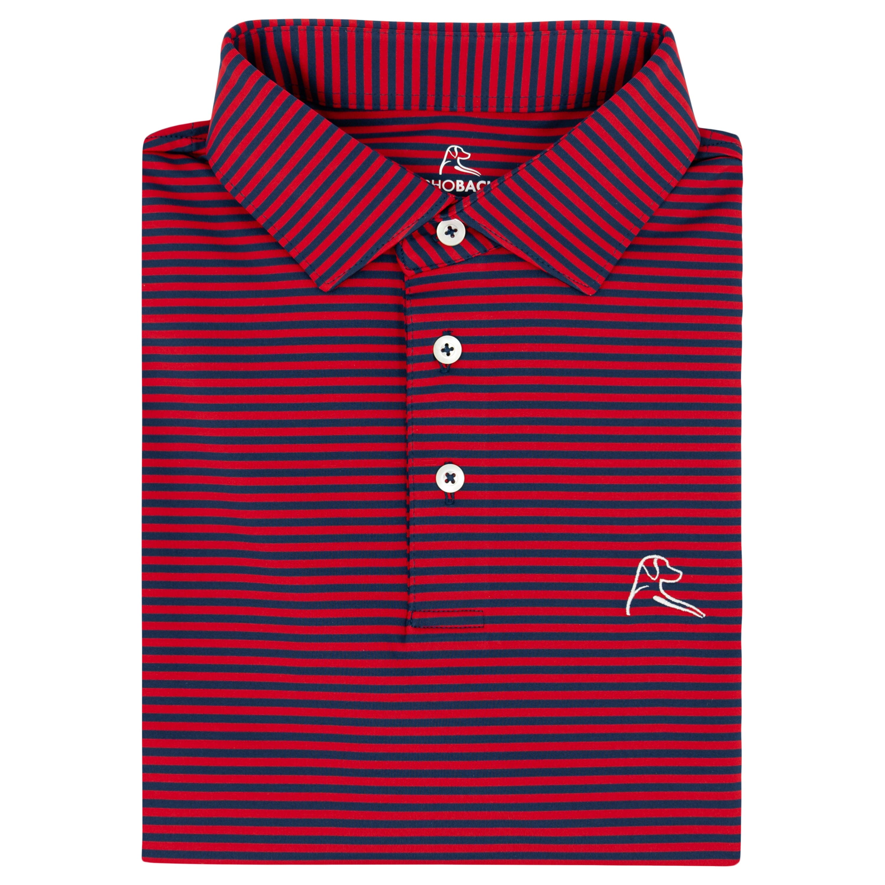 The Birdie Stripe | Performance Polo | The Birdie Stripe - Cardinal Red/Fleet Navy