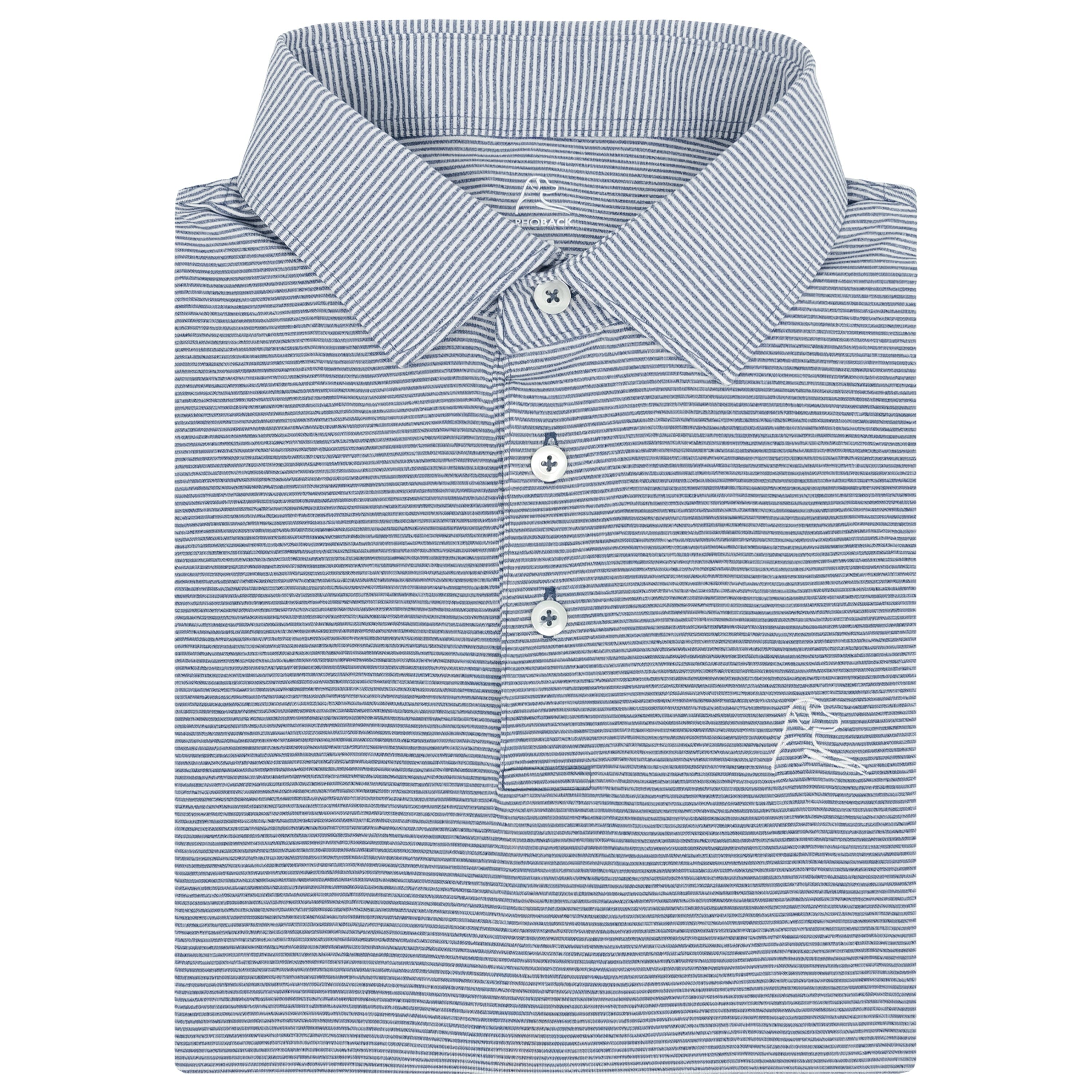 The Whaler Heather Stripe | Performance Polo | The Whaler Heather Stripe - Fleet Navy/White