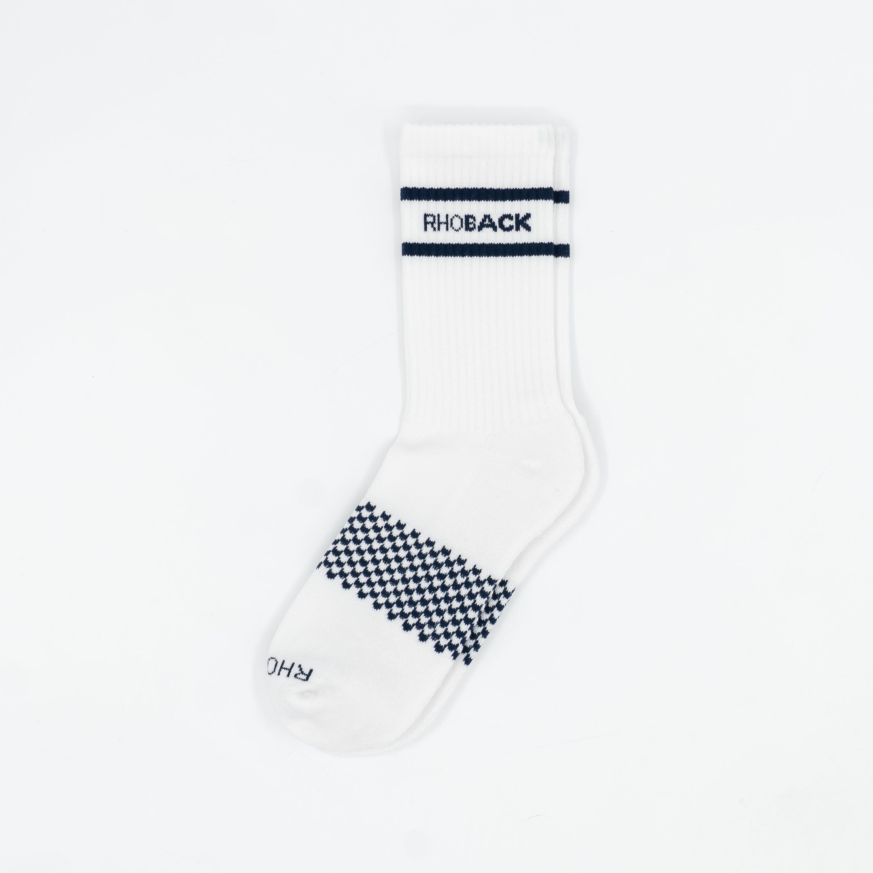 Stratus Performance Crew Socks | Solid - White - Fleet Navy/Fleet Navy