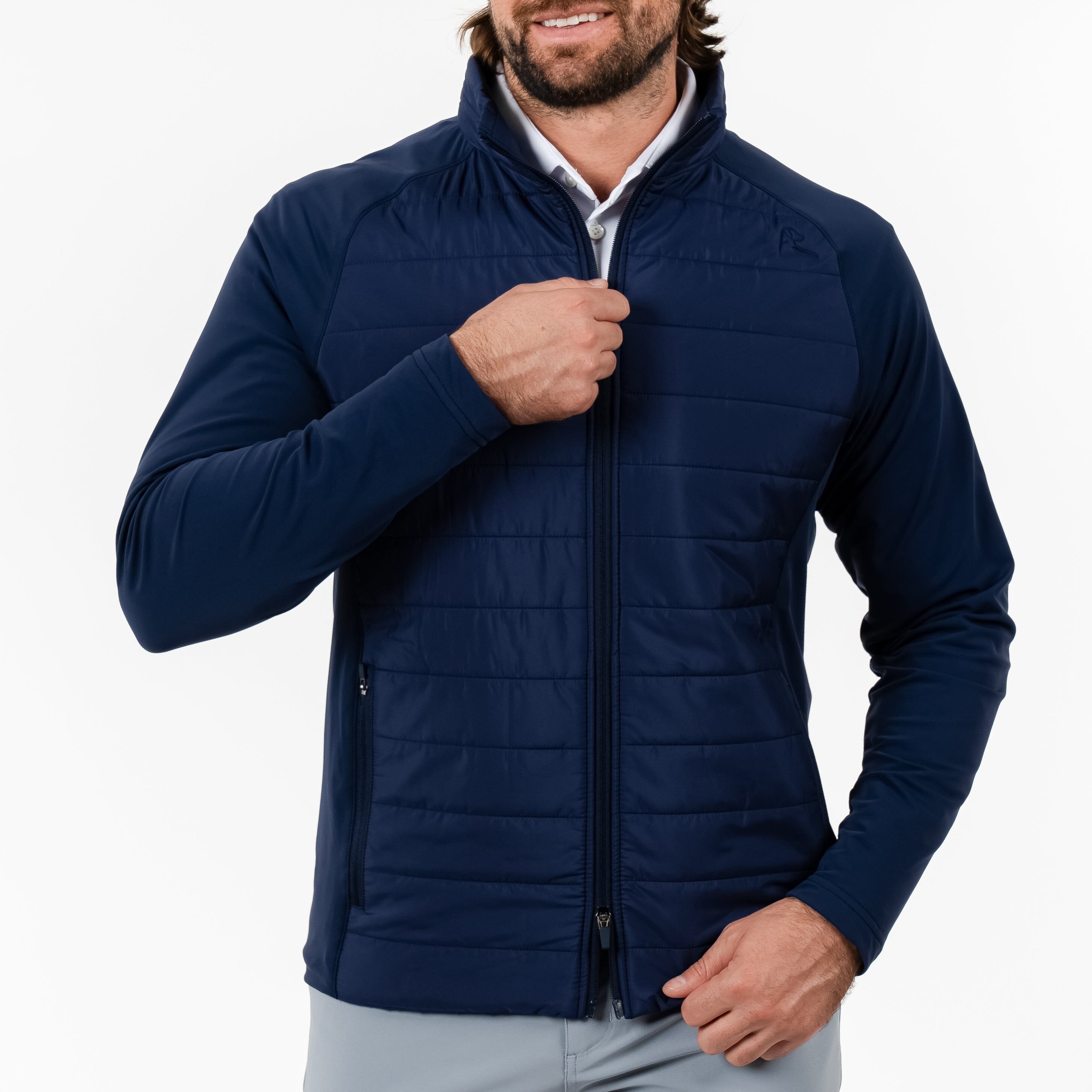 Alternative view of Fulton Hybrid Jacket | Solid - Fleet Navy