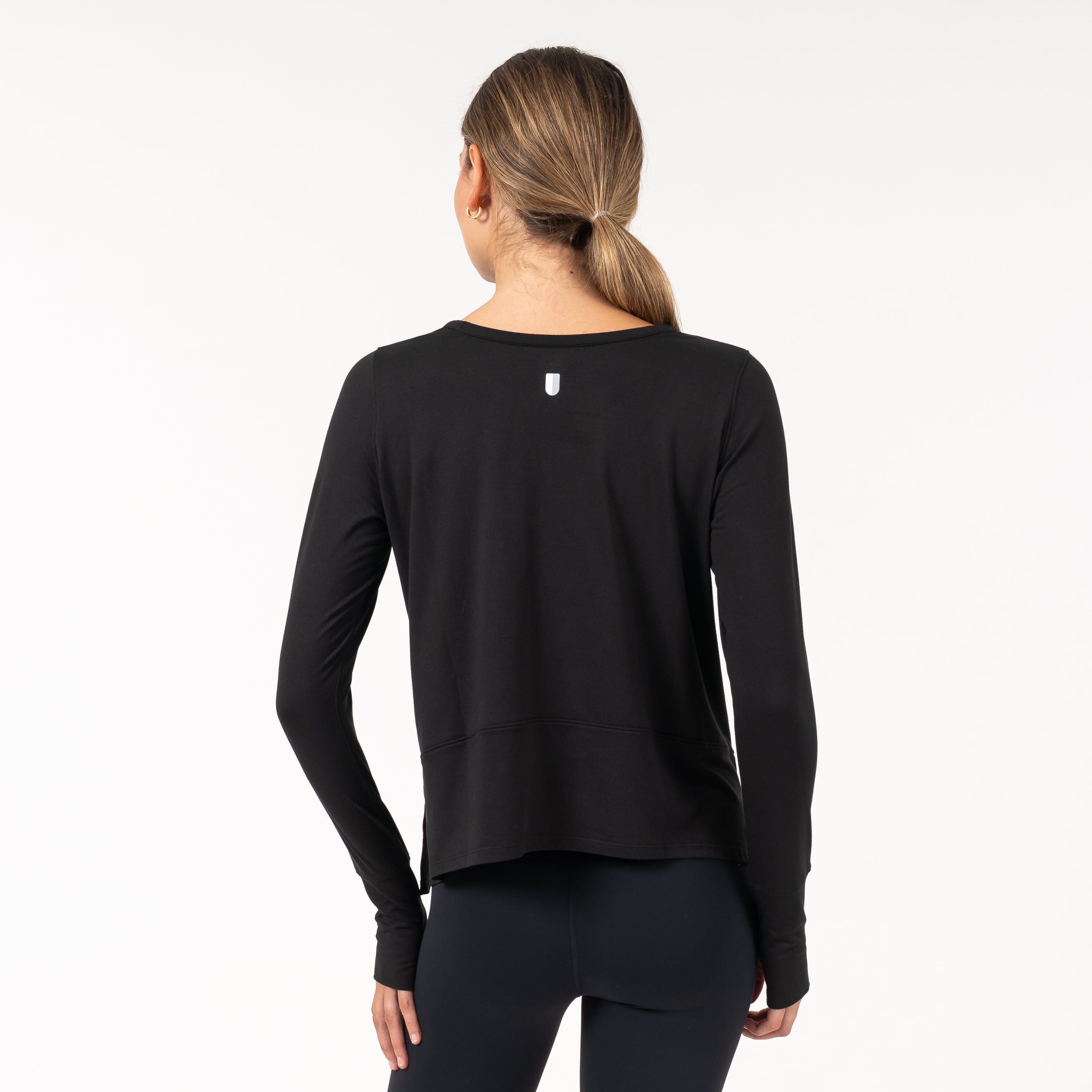 Alternative view of Drift Long Sleeve Flowy Tee | Solid - Midnight Black
