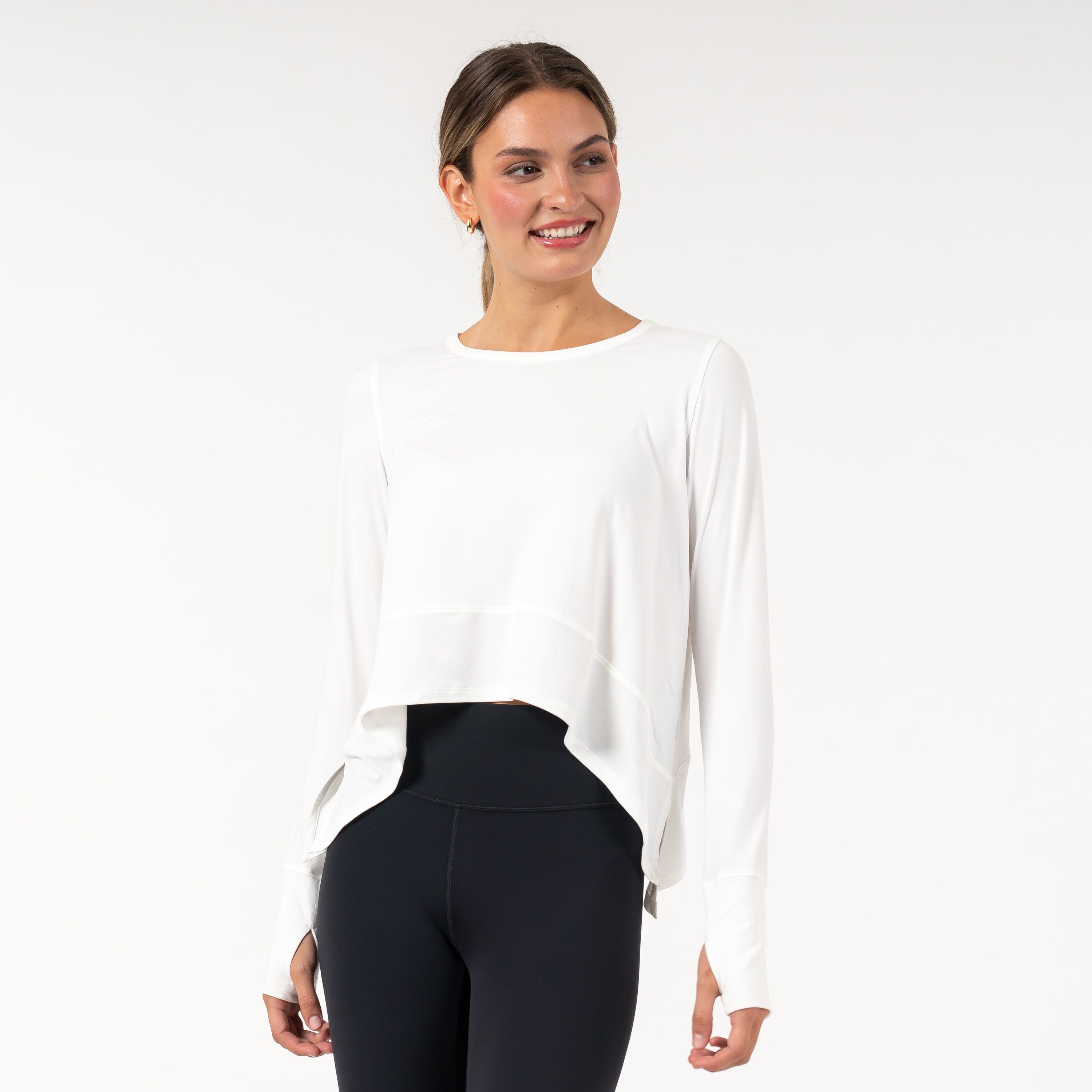 Drift Long Sleeve Flowy Tee | Solid - White