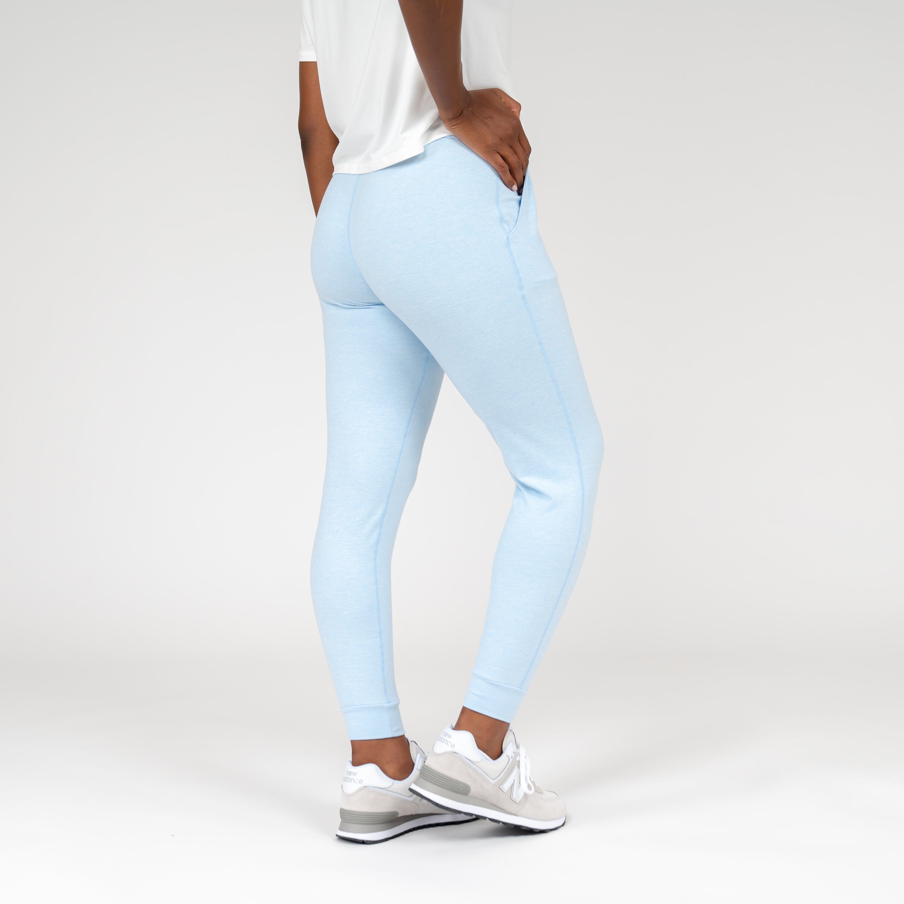 Alternative view of Tempo Performance Jogger | Heather - Baby Blue/White